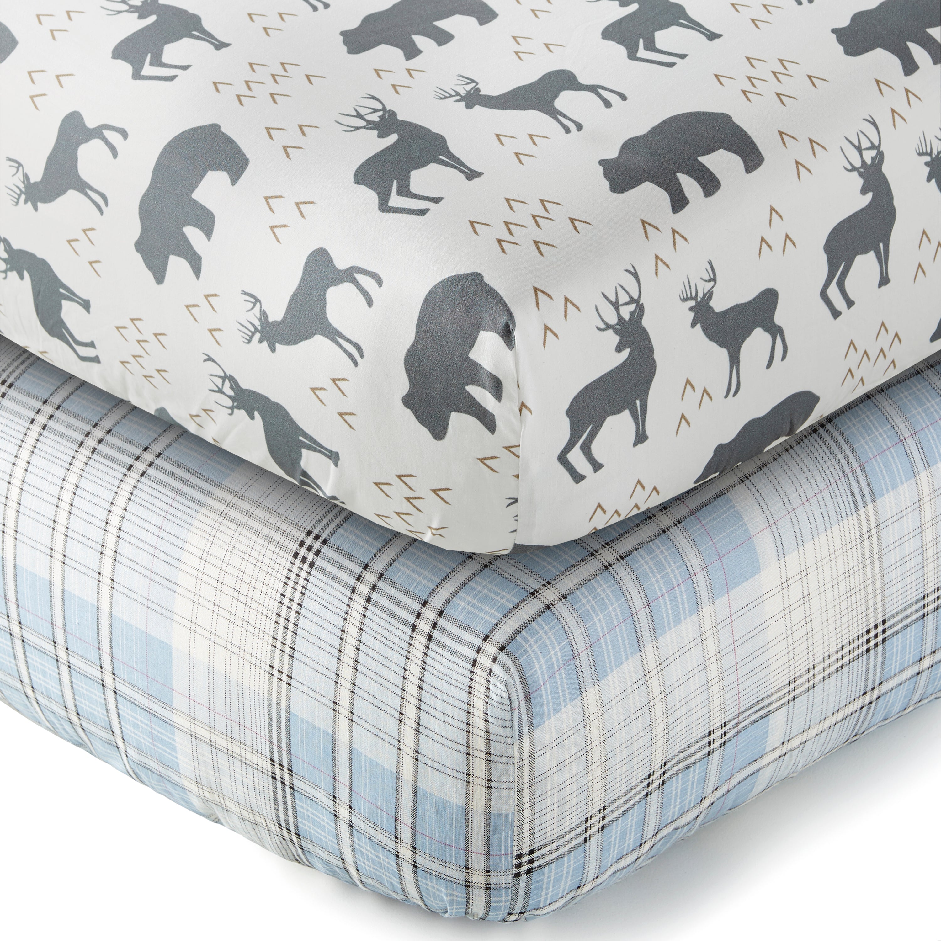 Logan Crib Fitted Sheet Set of 2 - Soft Baby Crib Sheets for Boys & Girls, Breathable Cotton Crib Mattress Cover (2 Pack) - Perfect for Nursery, Daycare & Travel