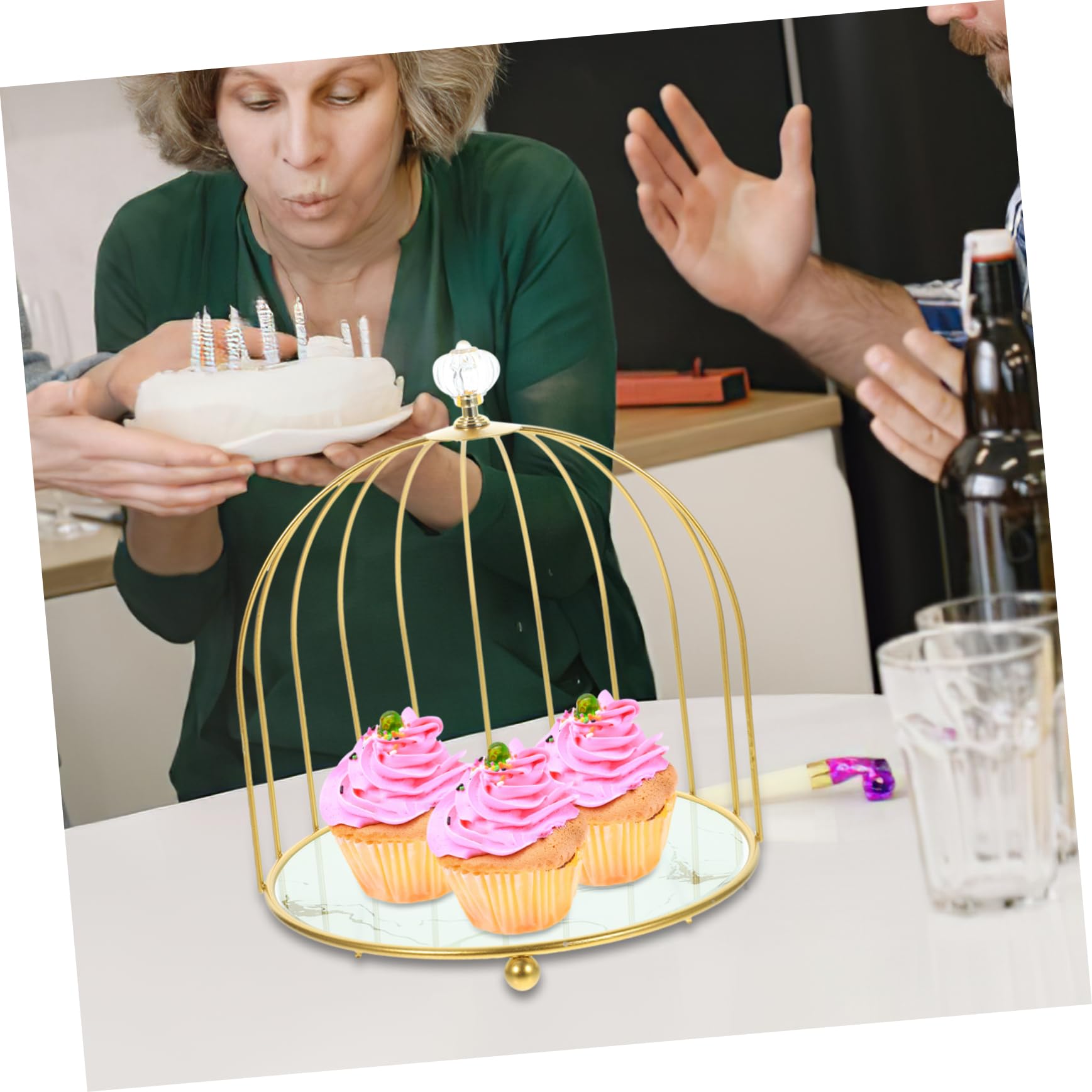 BESPORTBLE 1-Tier Iron Cake Stand - Elegant Party Dessert Display Rack for Cakes, Cupcakes & Pastries - Perfect for Weddings, Birthdays & Tea Parties
