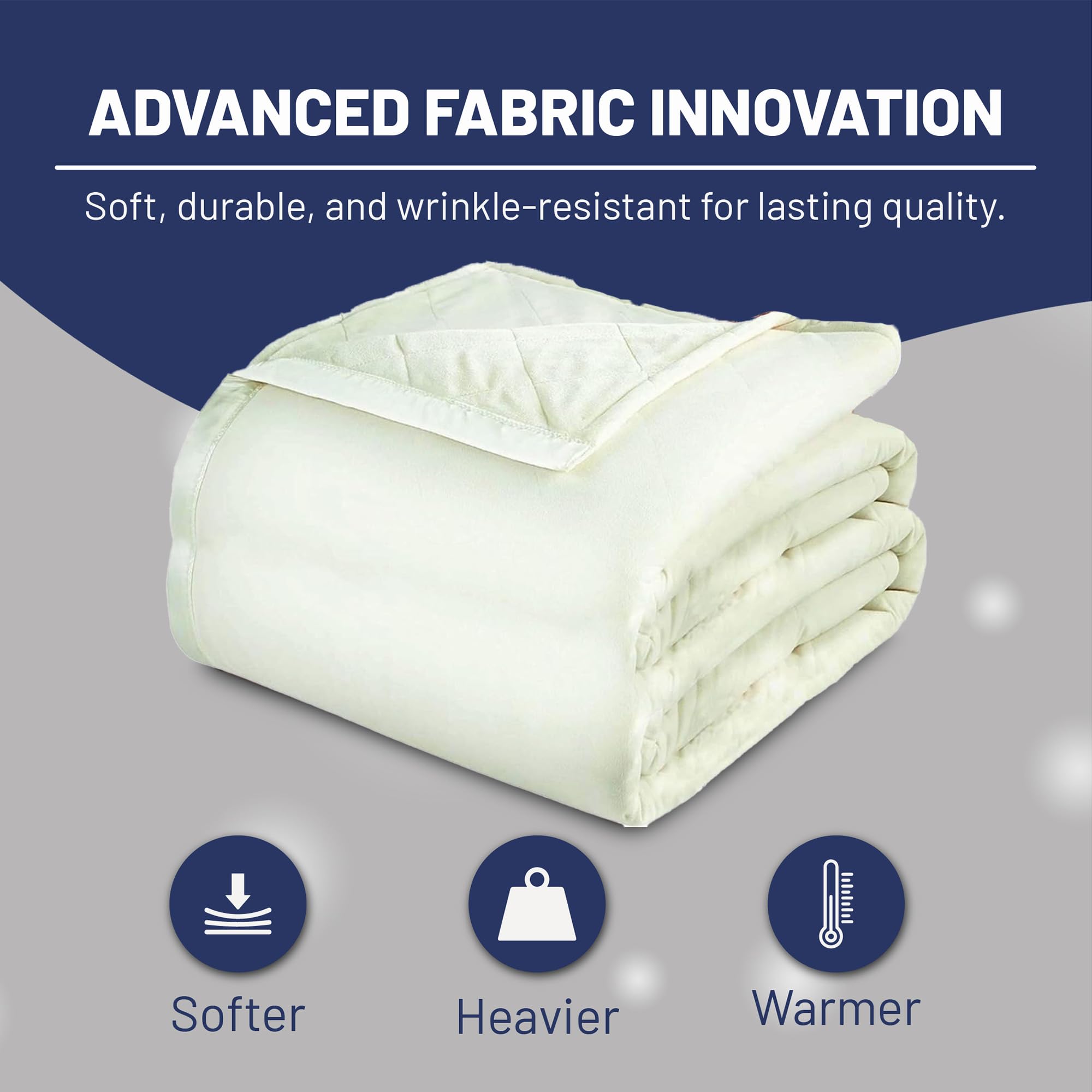 Thermee Micro Flannel Ultra Velvet Heated Blanket - King Size Electric Blanket with 10 Heat Settings, Programmable Timer & Machine Washable - Ultra Soft Warming Throw for Bed, Couch & Office Use - Cream