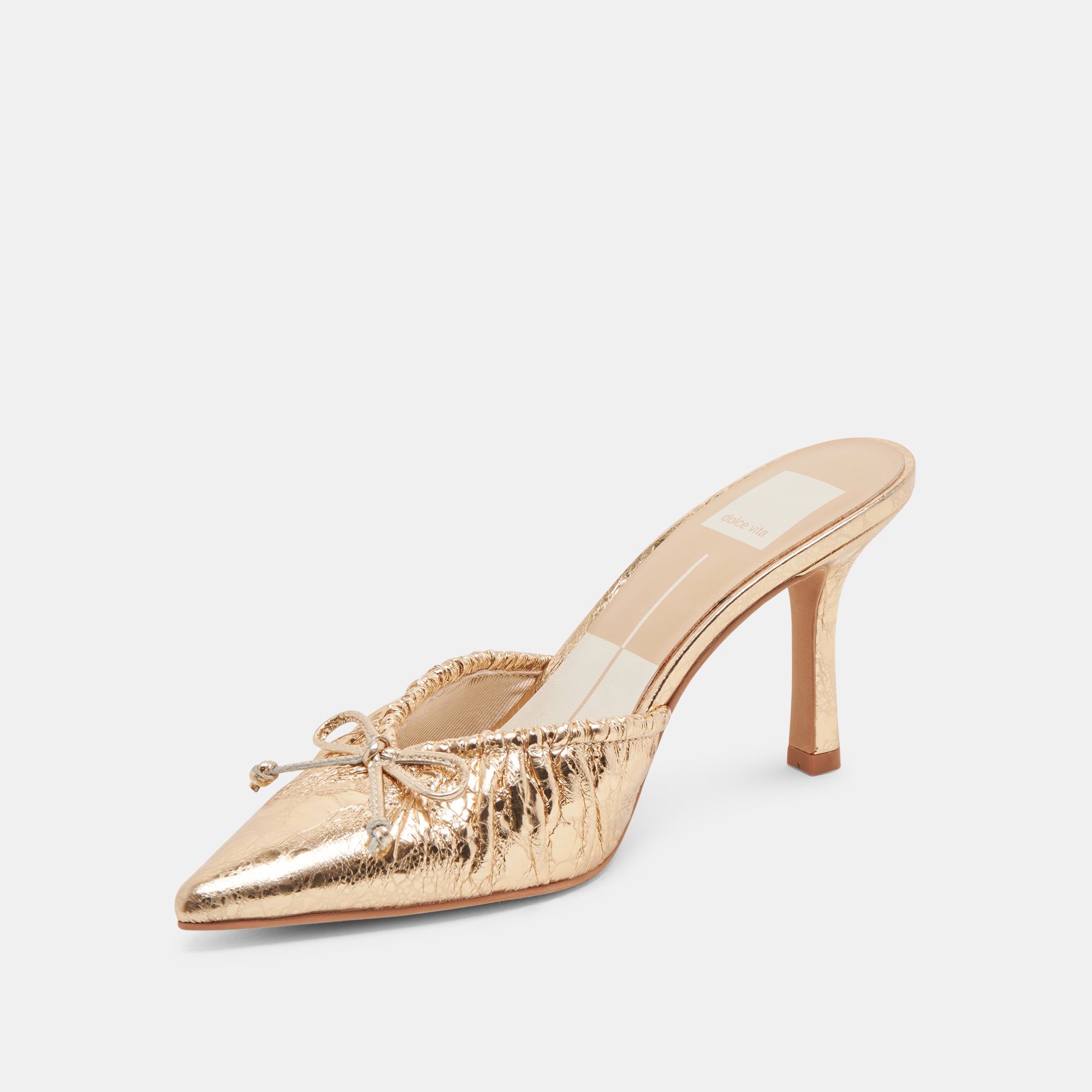 KAIRI Women's Gold Distressed Leather Heels - Stylish High Heel Shoes for Parties, Weddings & Evening Events