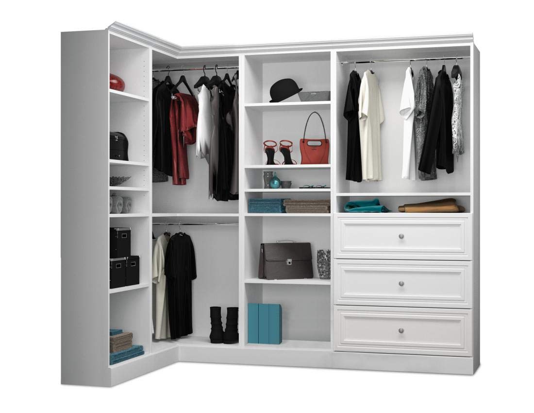 Bestar Versatile Walk-in Closet Organizer System - White | Heavy Duty Shelving & Storage Solution for Bedroom, Walk-in Closet & Dressing Room Organization