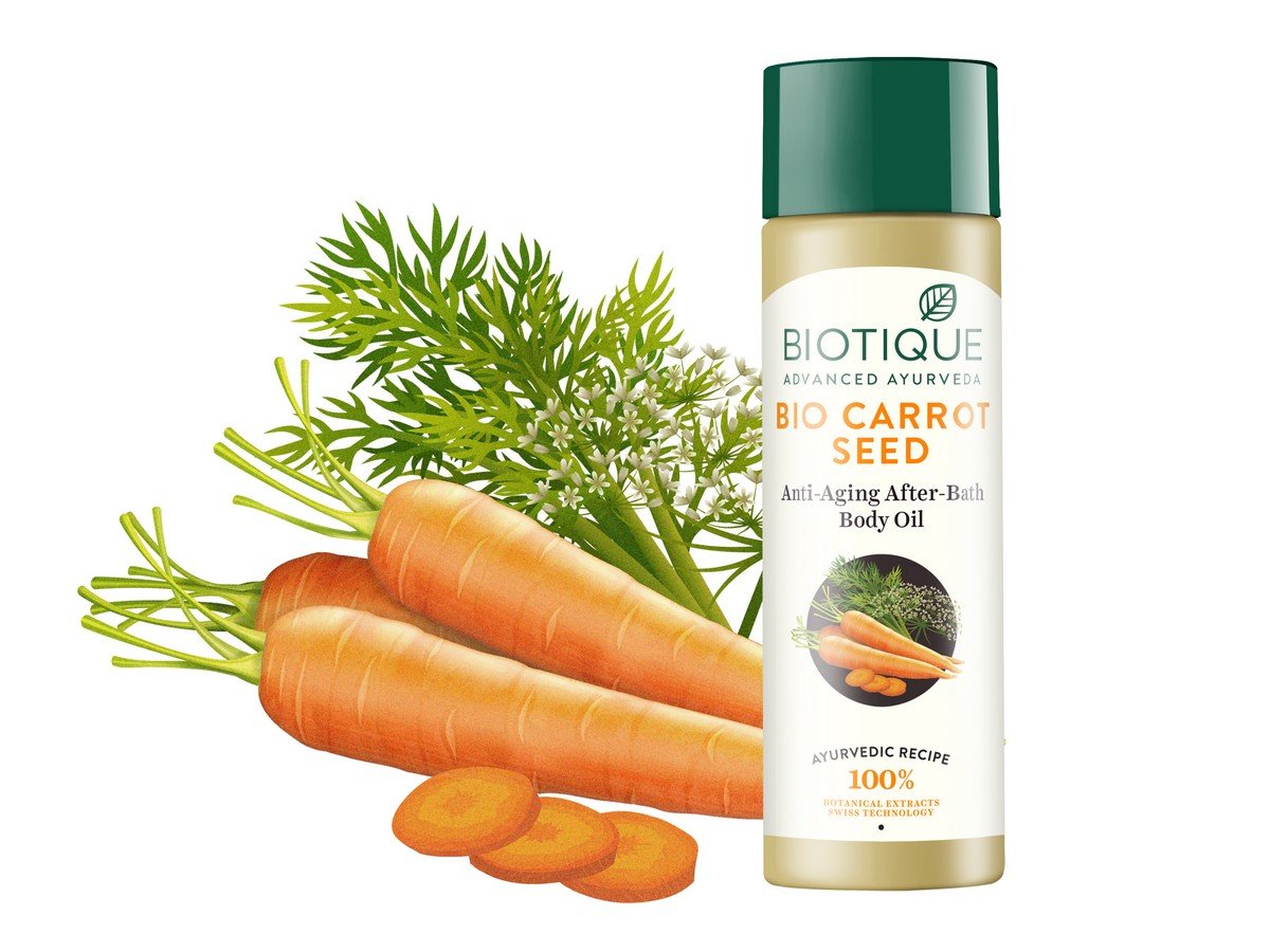 Biotique Bio Dandelion Visibly Ageless Serum 40ml & Bio Carrot Seed Anti-Aging Body Oil 120ml - Organic Skincare Set for Wrinkles & Youthful Glow | Perfect for Night Routine & Post-Shower Hydration