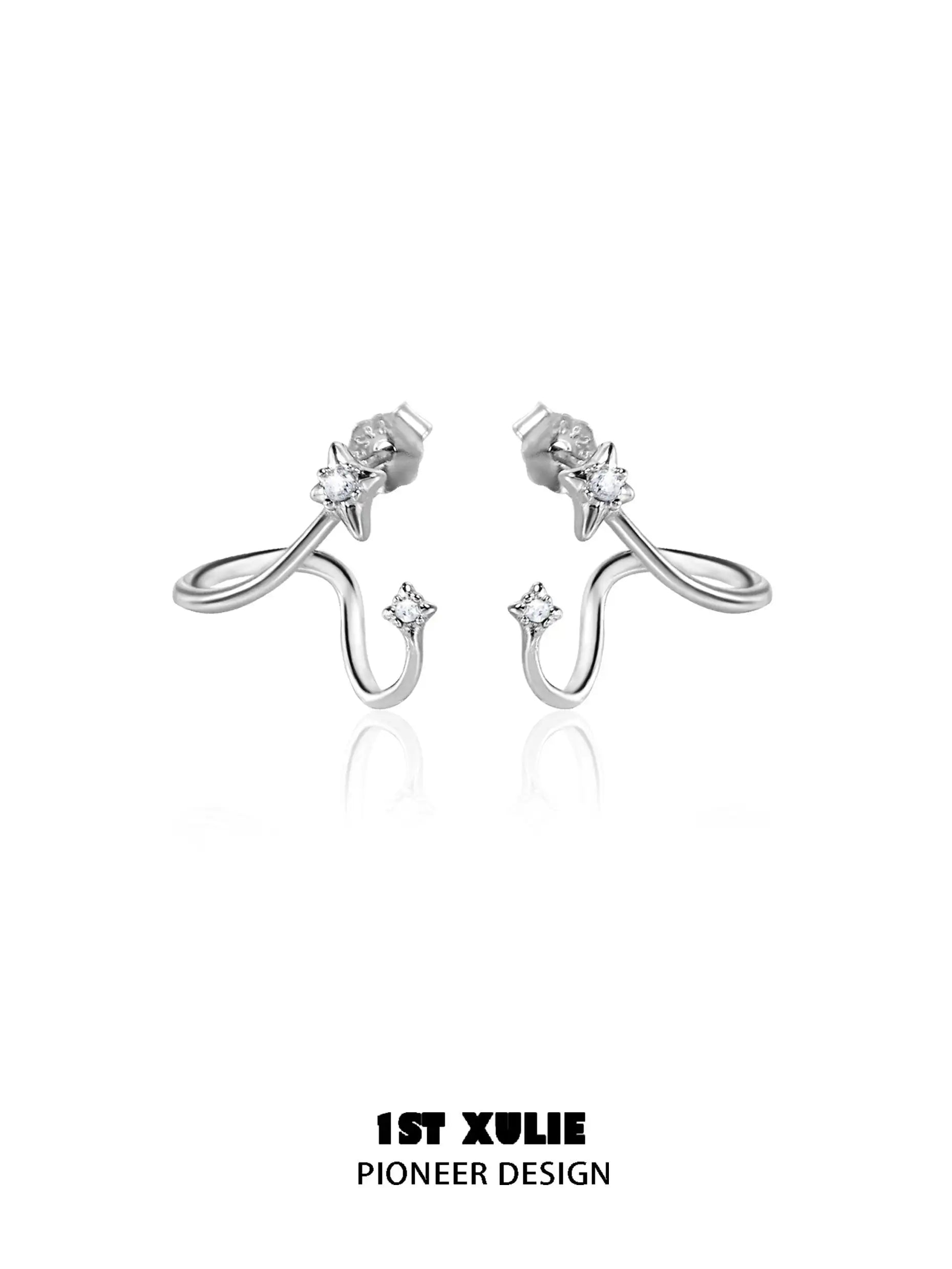 S925 Sterling Silver Twisted Zircon Earrings for Women - Hypoallergenic Cubic Zirconia Stud Earrings | Perfect for Wedding, Party & Everyday Wear