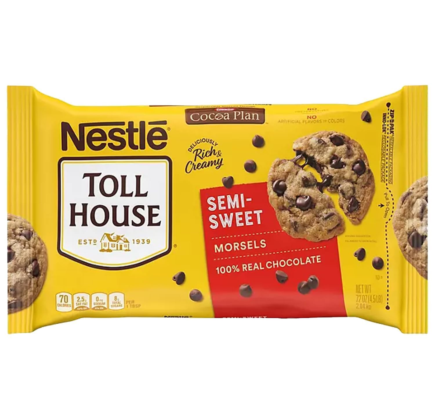 Nestle Semi Sweet Chocolate Chips 72 oz - 100% Real Baking Chocolate for Cookies, Cakes & Desserts | Bulk Chocolate Morsels for Baking, Cooking & Snacking