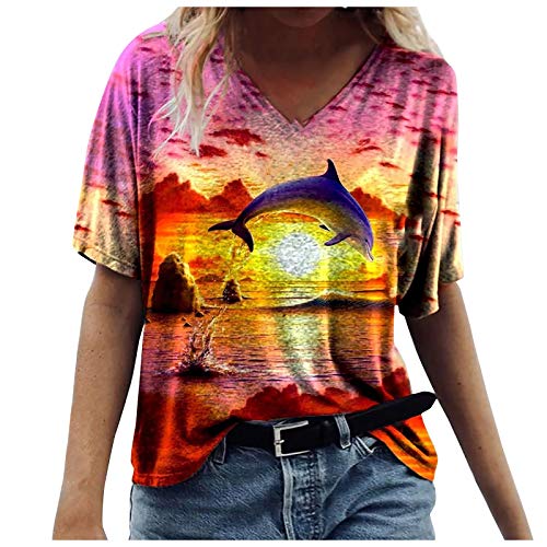 Stylish Women's Casual Blouse with Marine Animal Print - Perfect for Everyday Wear, Office Outfits & Summer Fashion
