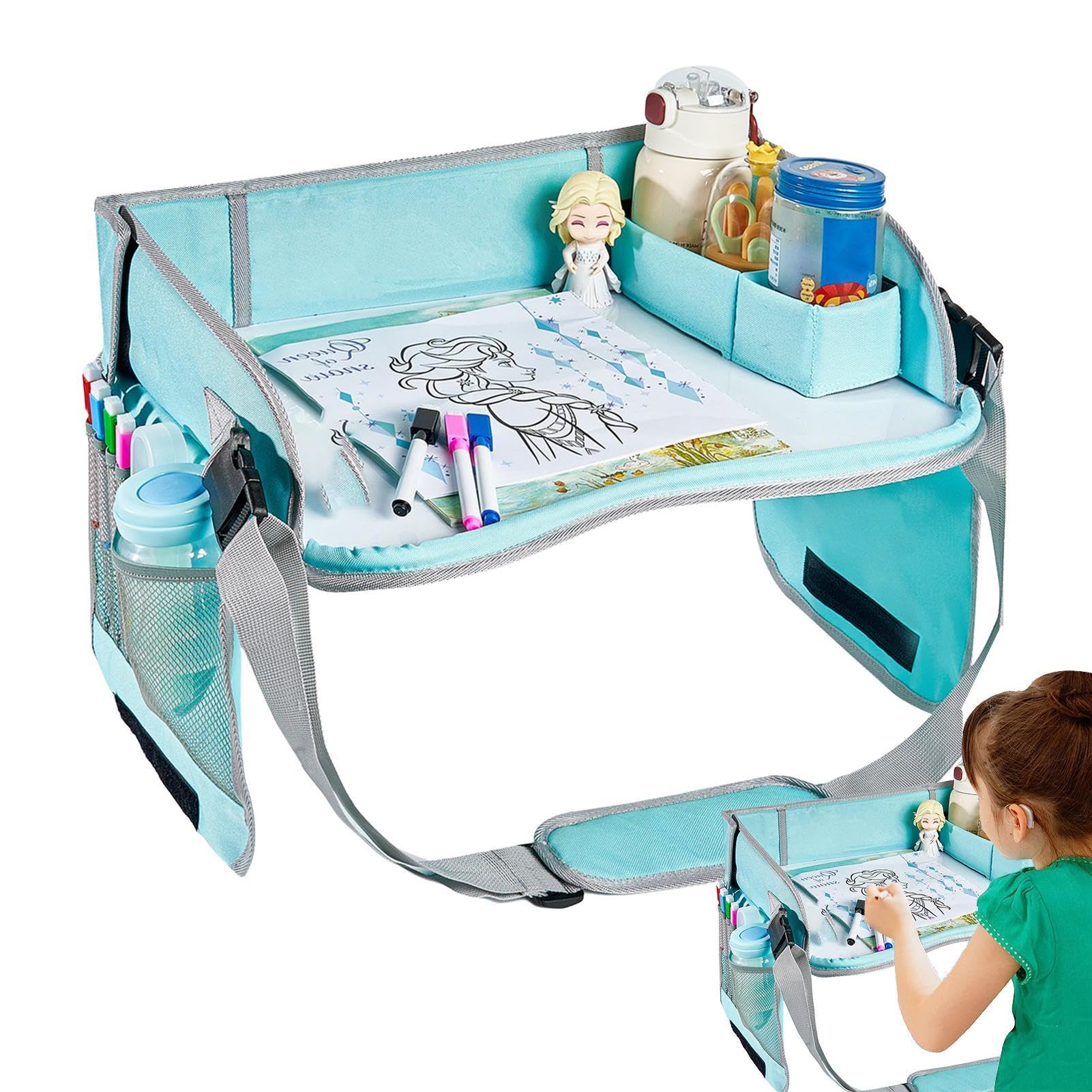 Portable Kids Car Seat Tray - Toddler Travel Snack & Activity Tray for Strollers, Airplanes & Road Trips | Durable Lap Tray for Eating, Drawing & Playing On-The-Go | Perfect for Toddlers 1-5 Years Old