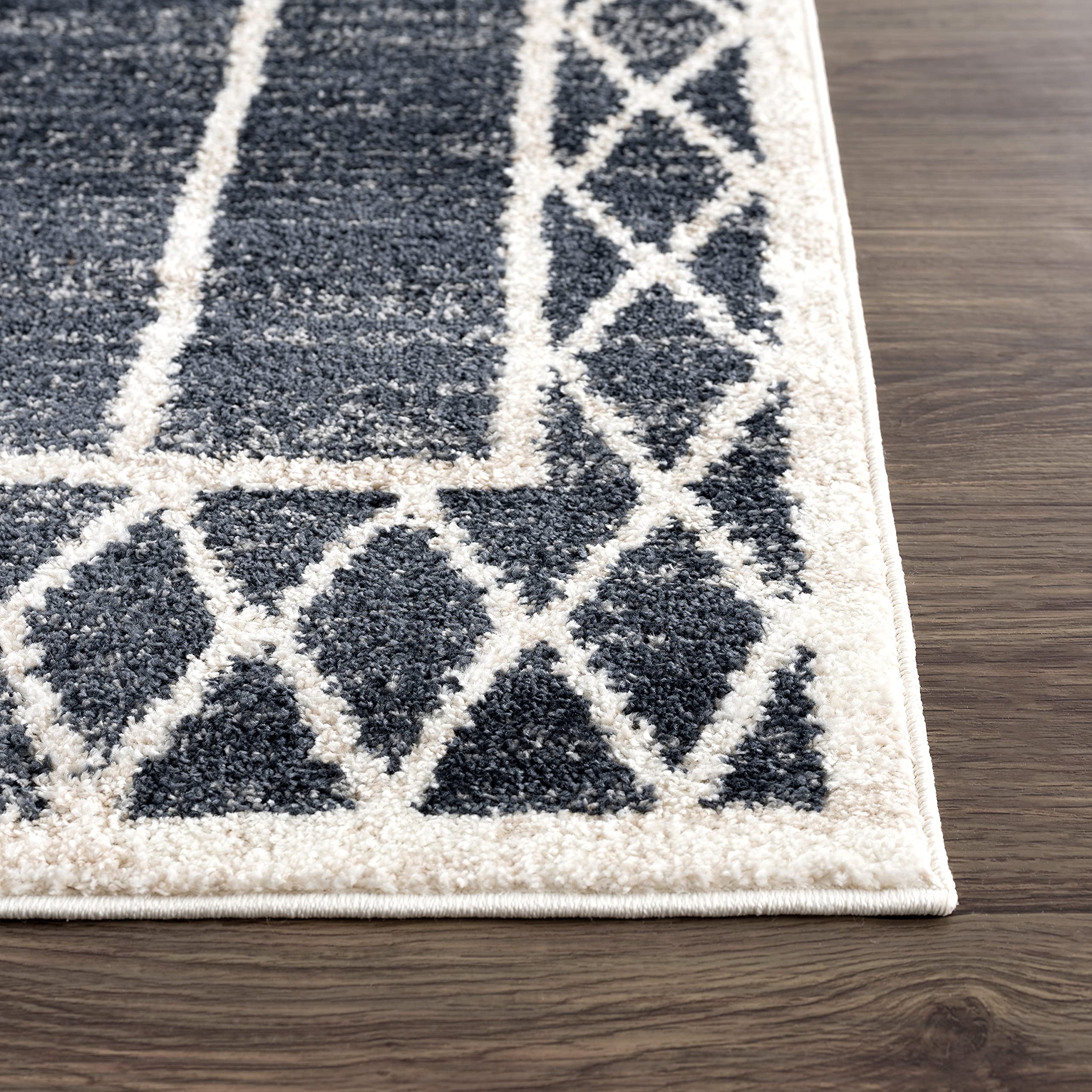 Abani Traditional Tribal Design Grey & Charcoal Dining Room Rug - 6' x 9' Non-Shedding Area Rug for Under Table, Living Room & Bedroom - Handmade Wool Rug for Home Decor & Warmth