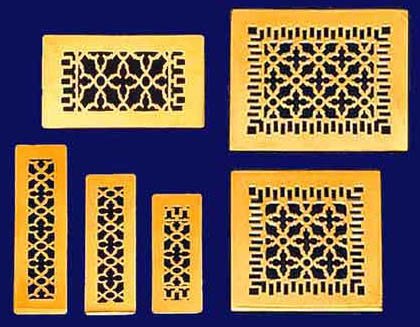 Antique Recreated Brass Victorian Style Air Vent Cover - 2 1/4