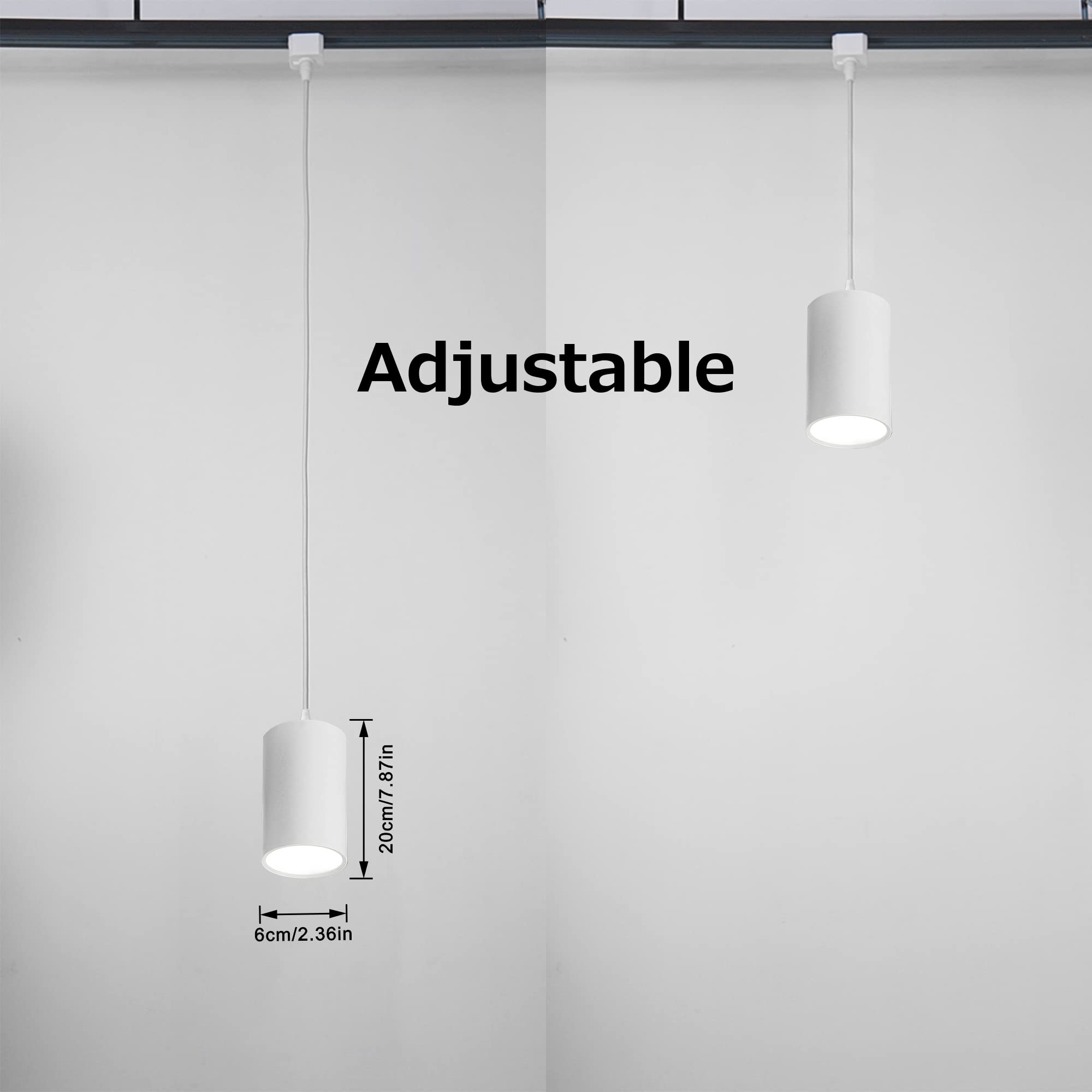 7W Dimmable LED Track Light with Remote Control - Adjustable H-Type Linear Pendant Lighting for Dining Room, Kitchen & Living Room - Industrial COB LED Spotlight (3 Lights, White, 20cm, Model GDTB2601-W) - Perfect for Modern Home & Restaurant Lighting