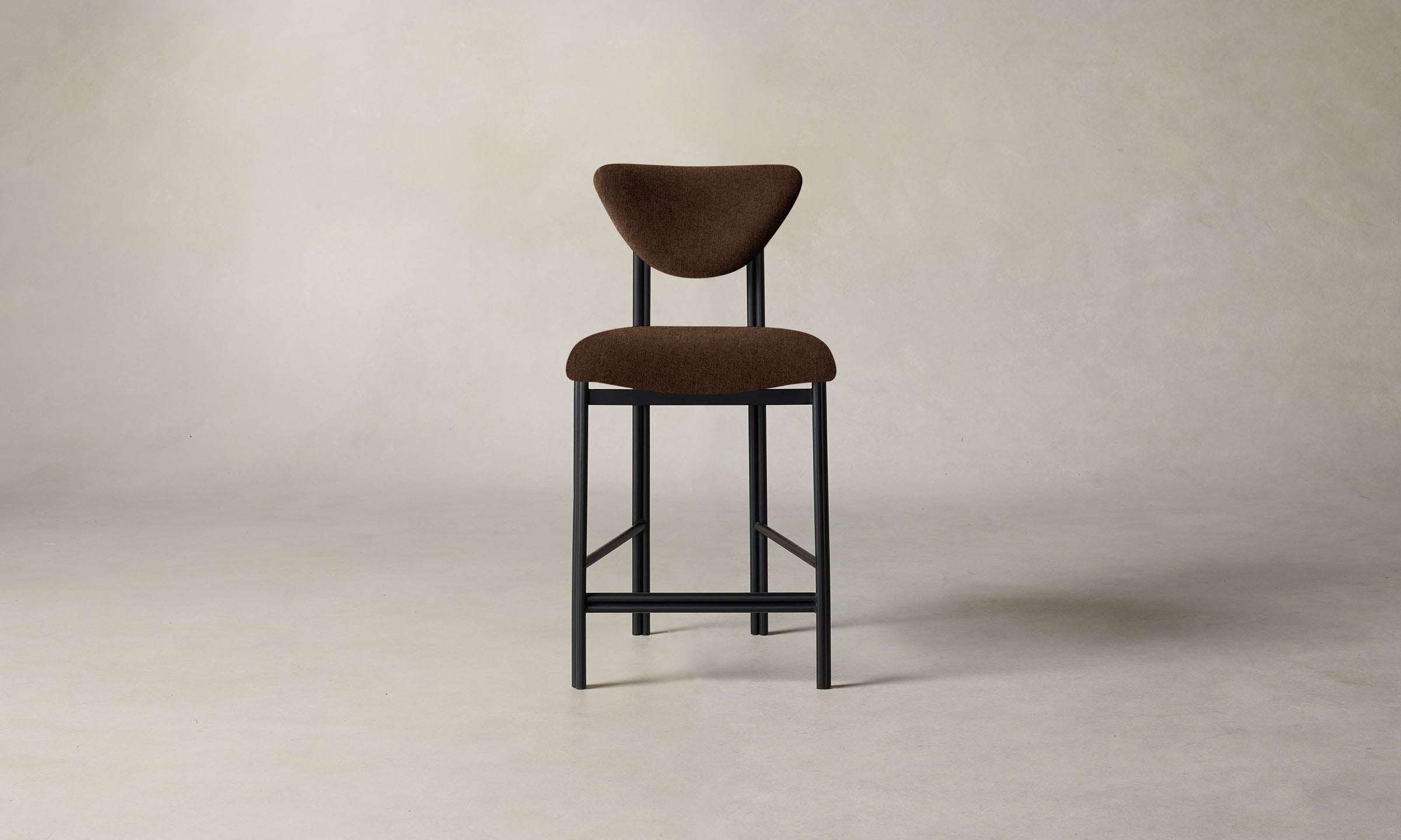 Italian Brushed Wool Cocoa Cooper Counter Stool - Modern Kitchen Island Bar Stool for Dining & Breakfast Nook