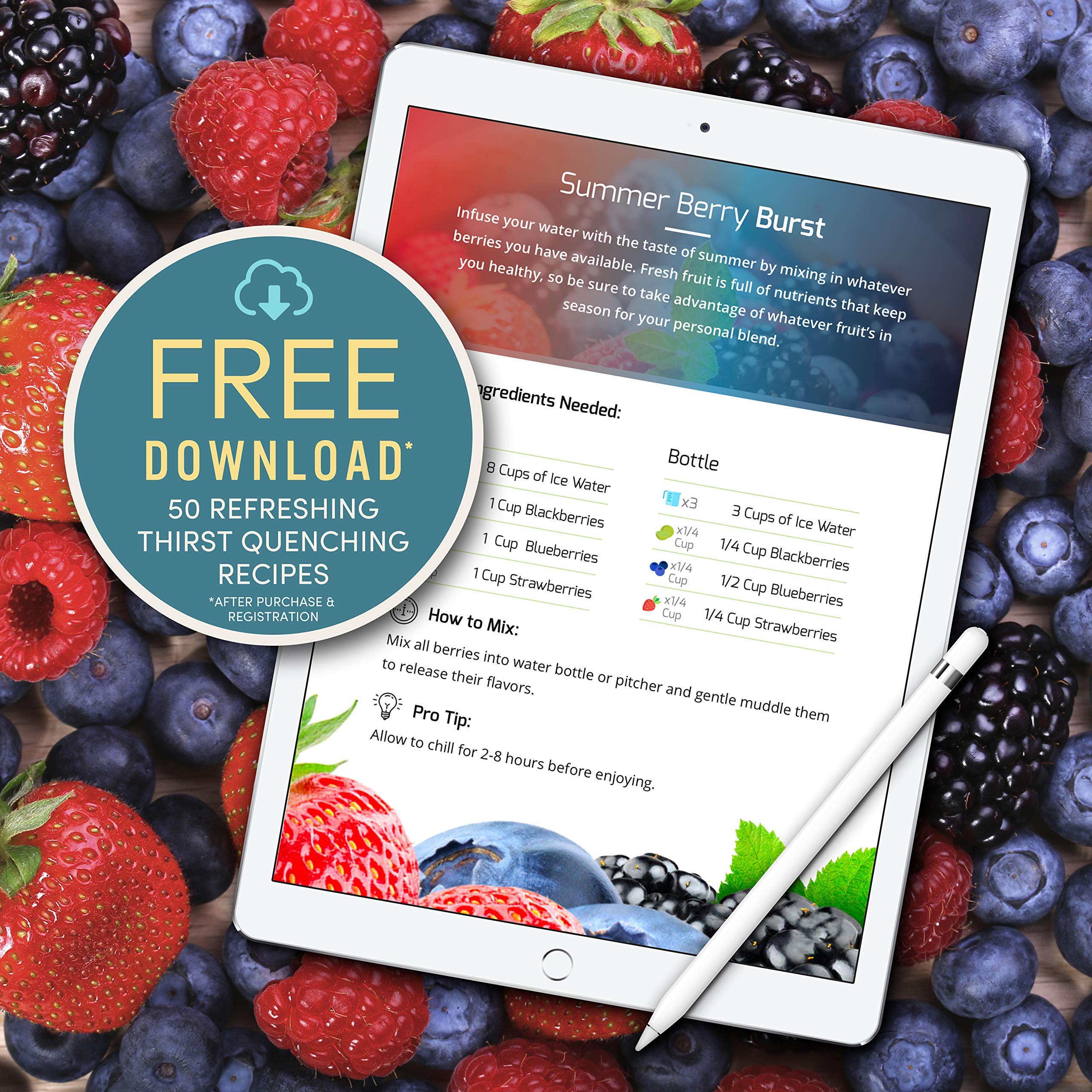 Infusion Pro 24oz Fruit Infuser Water Bottle with Flip-Up Straw, Insulated Sleeve & Free eBook - Bottom Loading Design for Enhanced Flavor (Blue Jade) - Perfect for Gym, Office & Outdoor Hydration