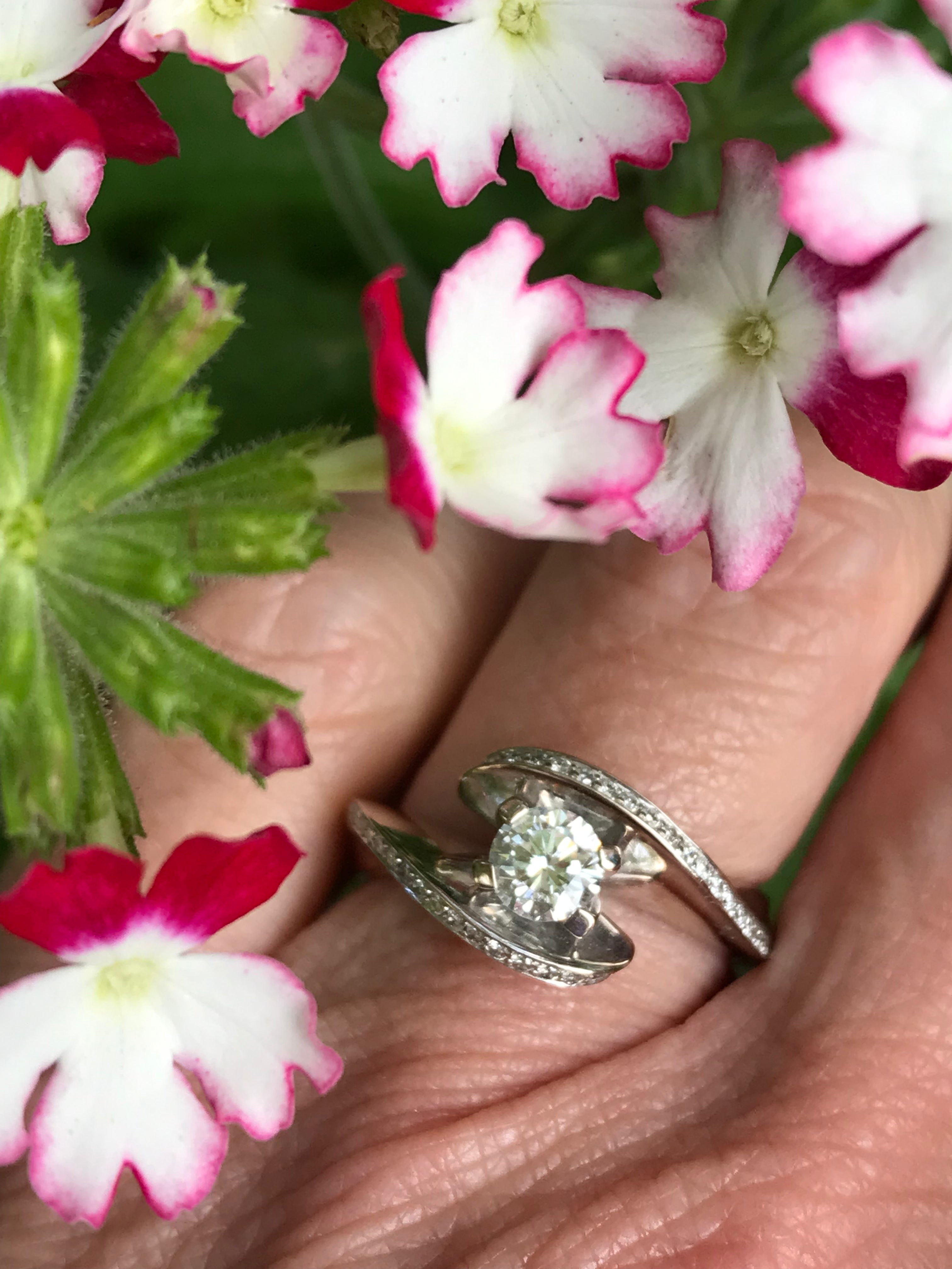 18ct White Gold 0.64ct Natural Diamond Cradle Ring - Elegant Wedding Band, Anniversary Gift for Her, Perfect for Bridal Jewelry & Special Occasions