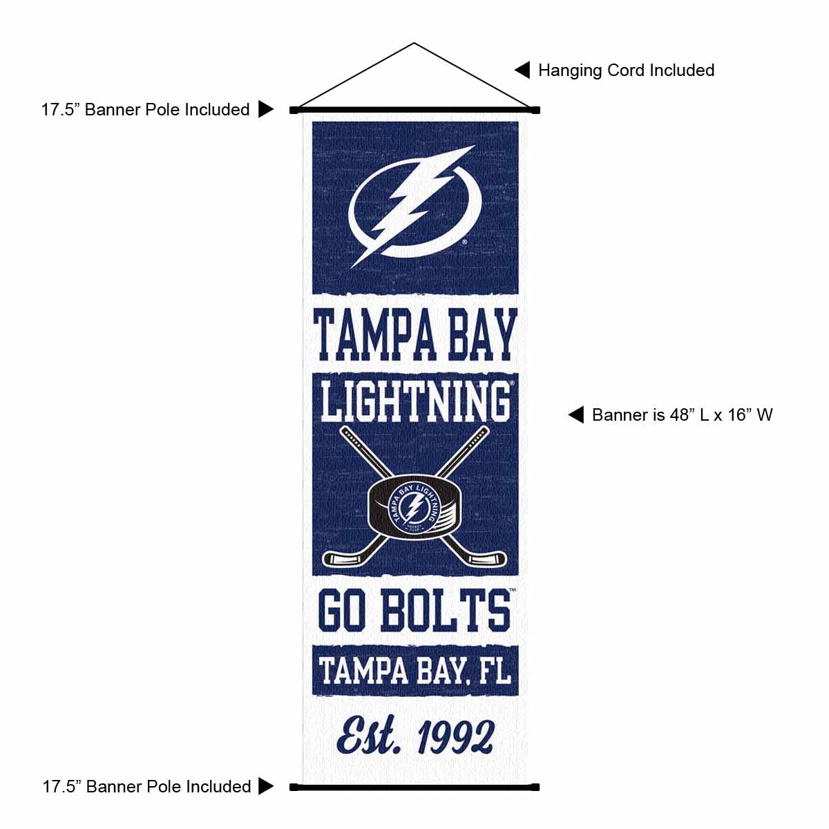 Tampa Bay Lightning NHL Team Banner and Scroll Sign - Perfect for Game Room, Sports Bar, and Fan Cave Decor