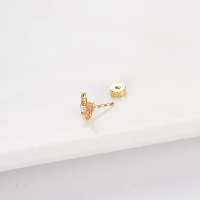20G Butterfly Earrings Studs - Hypoallergenic Stainless Steel Ball Back Earrings for Women | Dainty Jewelry Gift for Her, Everyday Wear & Special Occasions