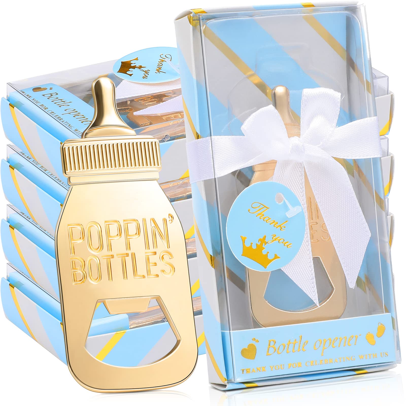 50 Pieces Cute Baby Bottle Openers - Baby Shower Favors, Gender Reveal Party Souvenirs, Guest Prizes for Boys & Girls - Blue Box - Perfect for Baby Showers, Birthday Parties & Thank You Gifts