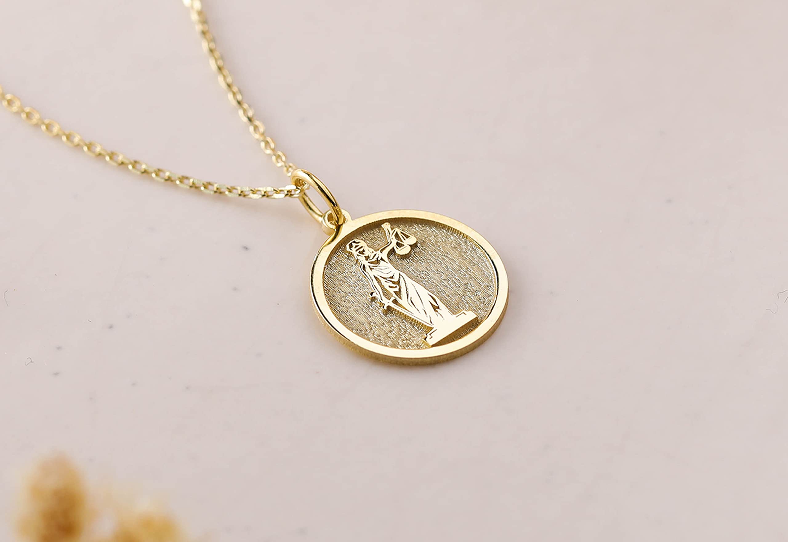 14K Gold Lady Justice Necklace - Personalized Lawyer Pendant for Graduation, Attorney Gift, Legal Jewelry for Women | Perfect for Courtroom Wear, Law School Graduation & Professional Gifts