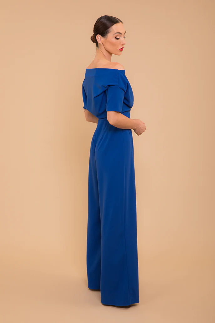 Lima Crepe Jumpsuit for Women - Cobalt Blue Stretchy Comfortable Romper | Perfect for Casual Outings, Date Nights & Summer Vacations
