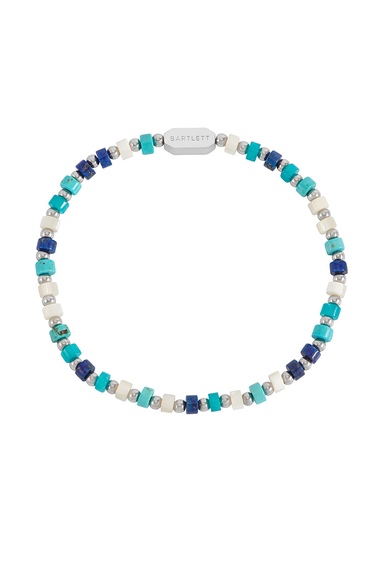 Men's Mixed Blue Gemstone Rondelle Bracelet - Natural Stone Beaded Jewelry for Men - Perfect for Casual Wear, Gifts & Spiritual Healing
