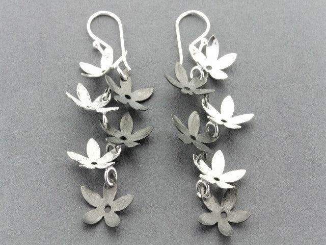Silver Oxidized Daisy Chain Drop Earrings for Women - Boho Chic Jewelry for Parties, Weddings & Everyday Wear
