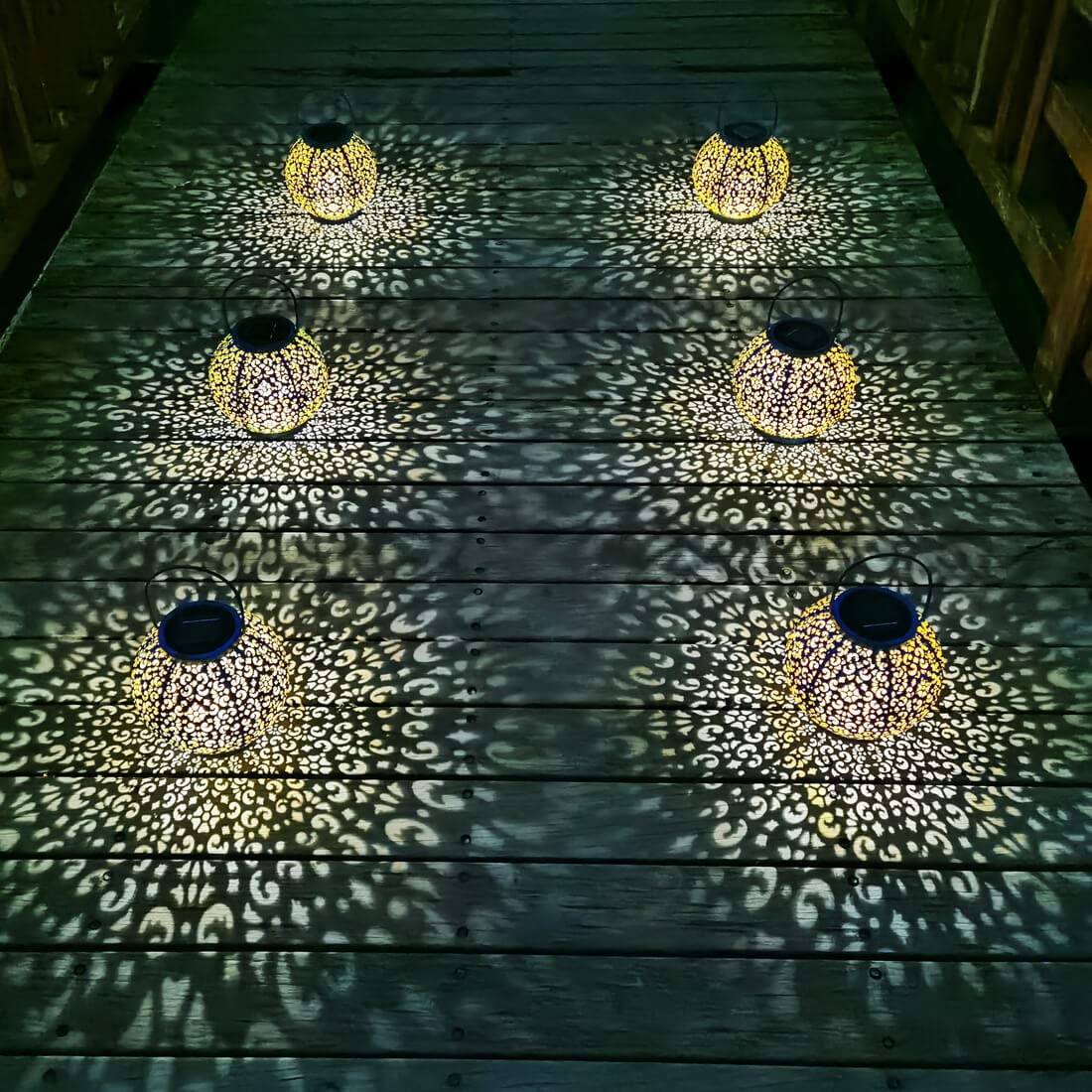 6-Pack Moon Star Solar Lights + 1 Solar Lantern Set - Waterproof Outdoor Garden Decor for Pathway, Yard, Patio & Landscape Lighting
