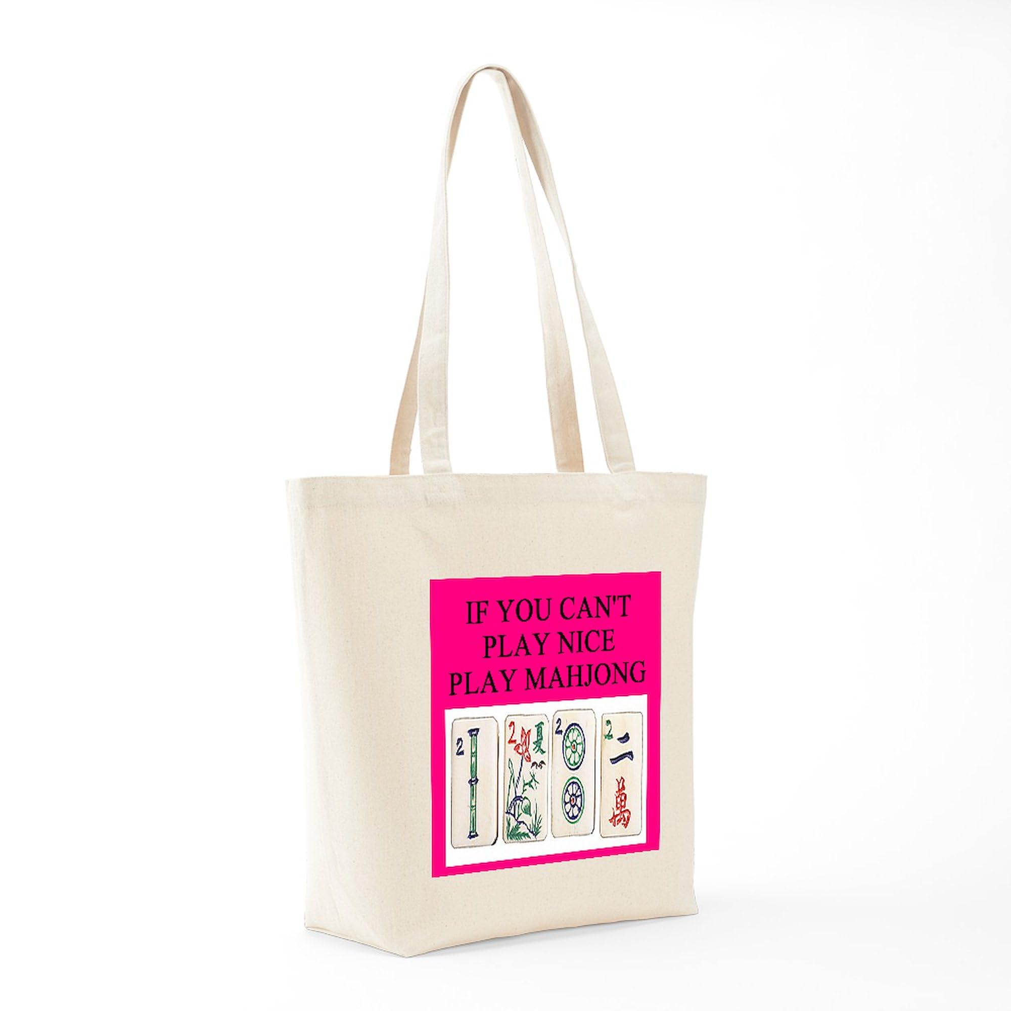 Mahjong Player Gifts - Funny Mahjong T-Shirts & Reusable Canvas Tote Bag - Eco-Friendly Shopping Bag for Groceries, Beach & Daily Use