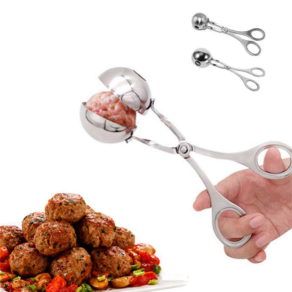 Stainless Steel Ice Cream Rice Baller & Meatball Scoop - Nonstick Cake & Fruit Scooper, Mango Cutter, Mini Food Tongs for Baking, Cooking, and Ice Cream Making | Perfect for Home Kitchen, Party Serving, and Dessert Preparation