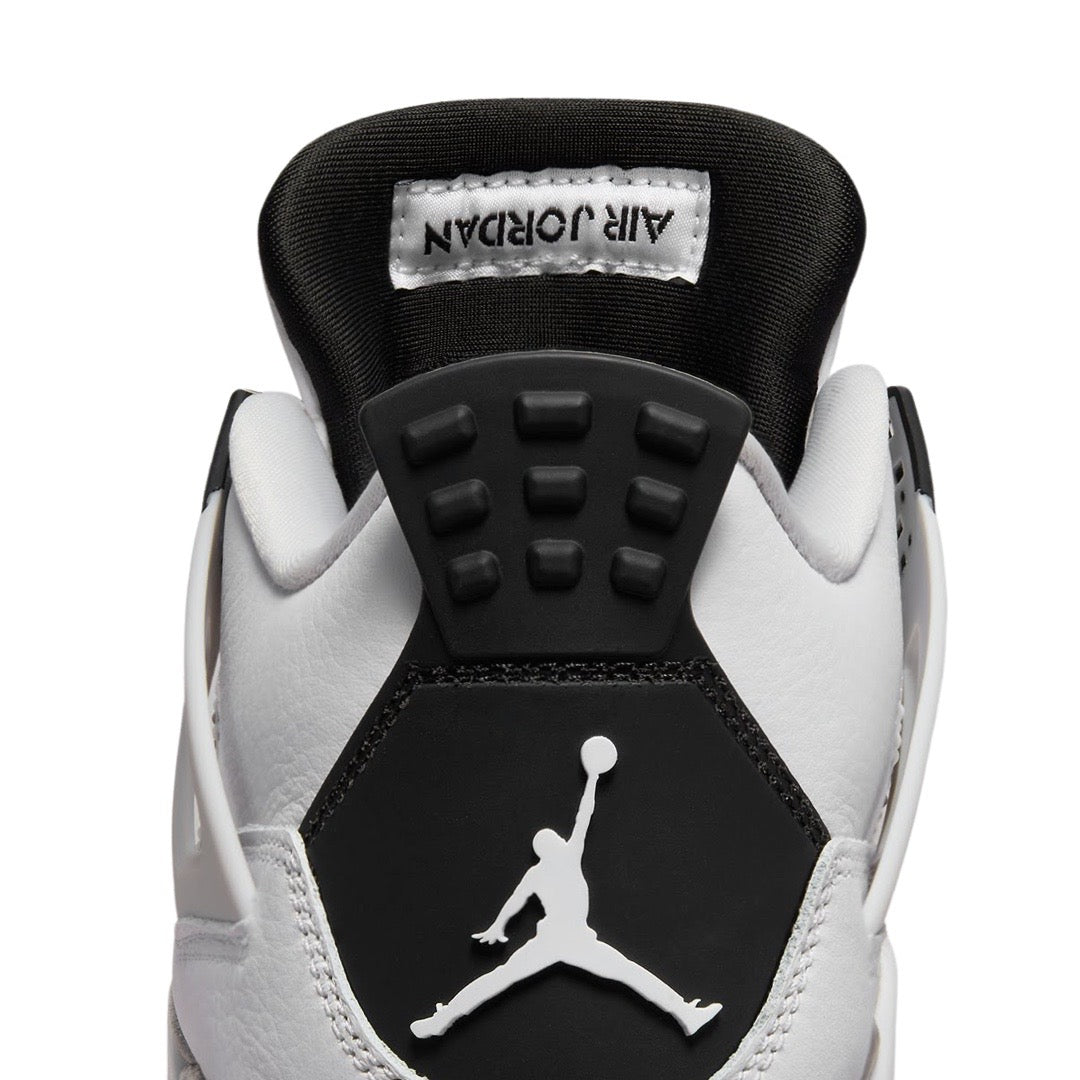 Air Jordan 4 Retro GS Sneakers - Military Black/White/Neutral Grey - Basketball Shoes for Women & Girls - Perfect for Court Play & Street Style Fashion