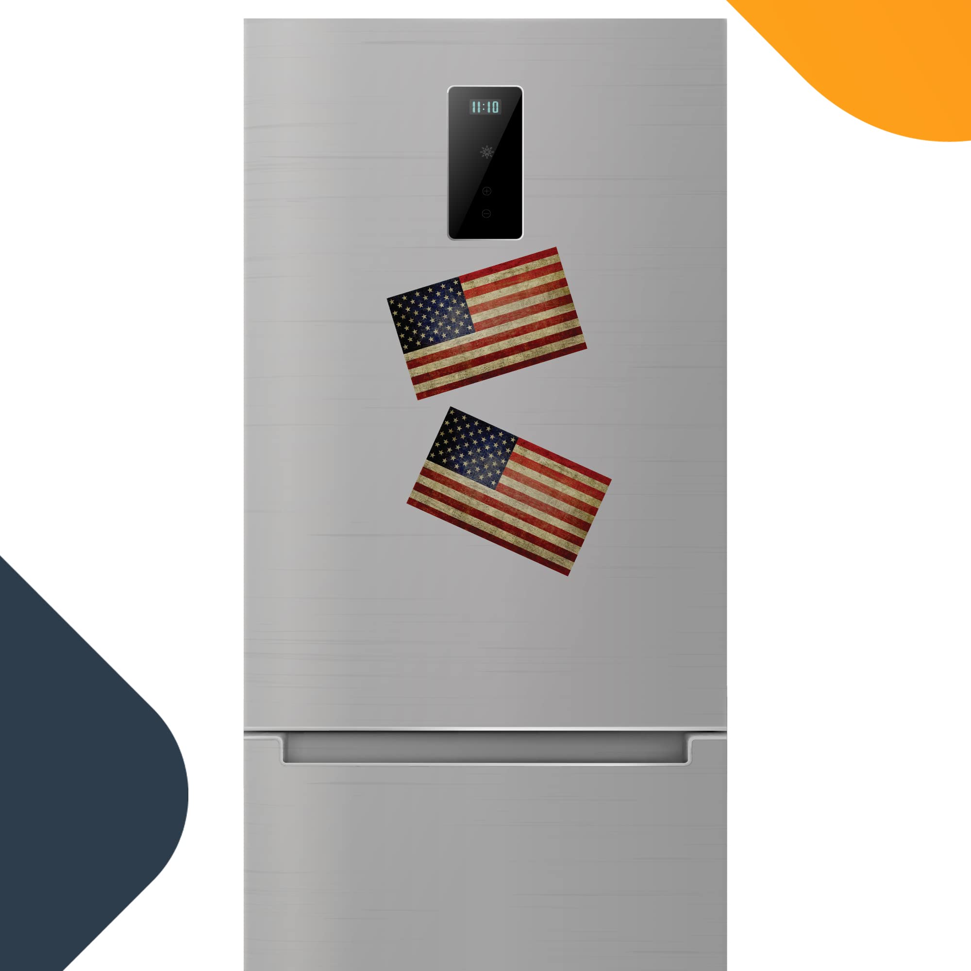 Weathered American Flag Car Magnet Decal - 5x8 Inches, 2 Pack - Red, White & Blue - Waterproof Heavy Duty Automotive Magnet for Car, Truck, SUV - Perfect for Patriotic Display on Vehicles & Metal Surfaces