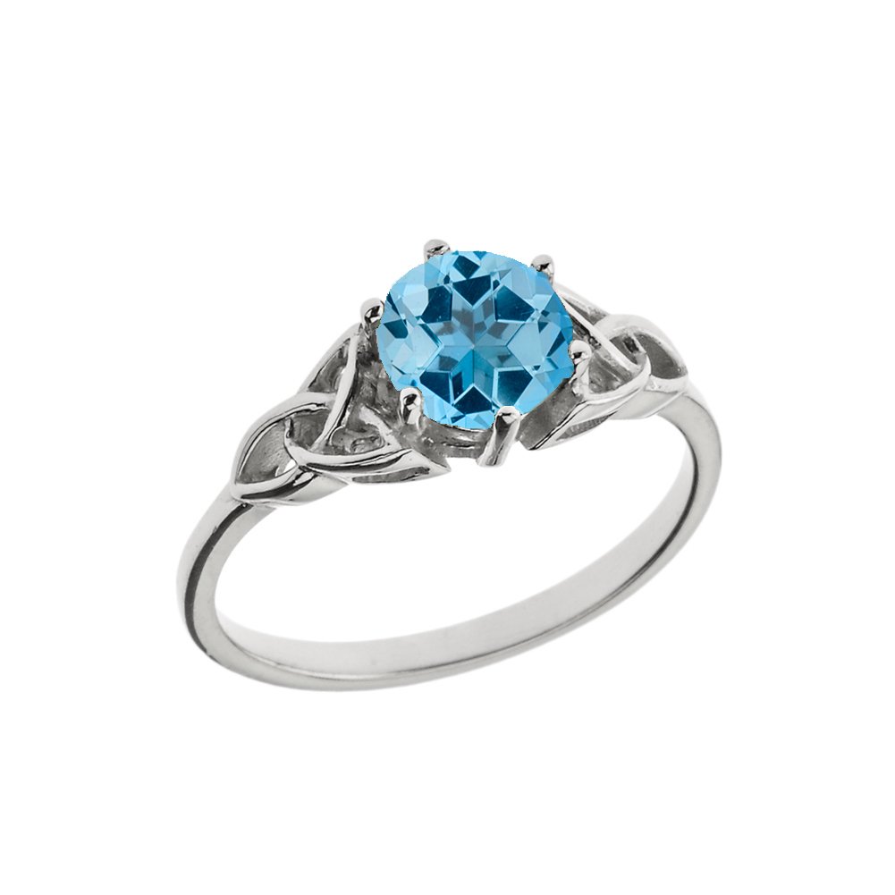 Exquisite Celtic Trinity Knot Engagement Ring - Sterling Silver with Genuine Gemstone, Personalized Size 8.25 - Perfect for Wedding Proposals, Anniversary Gifts & Irish Heritage Jewelry