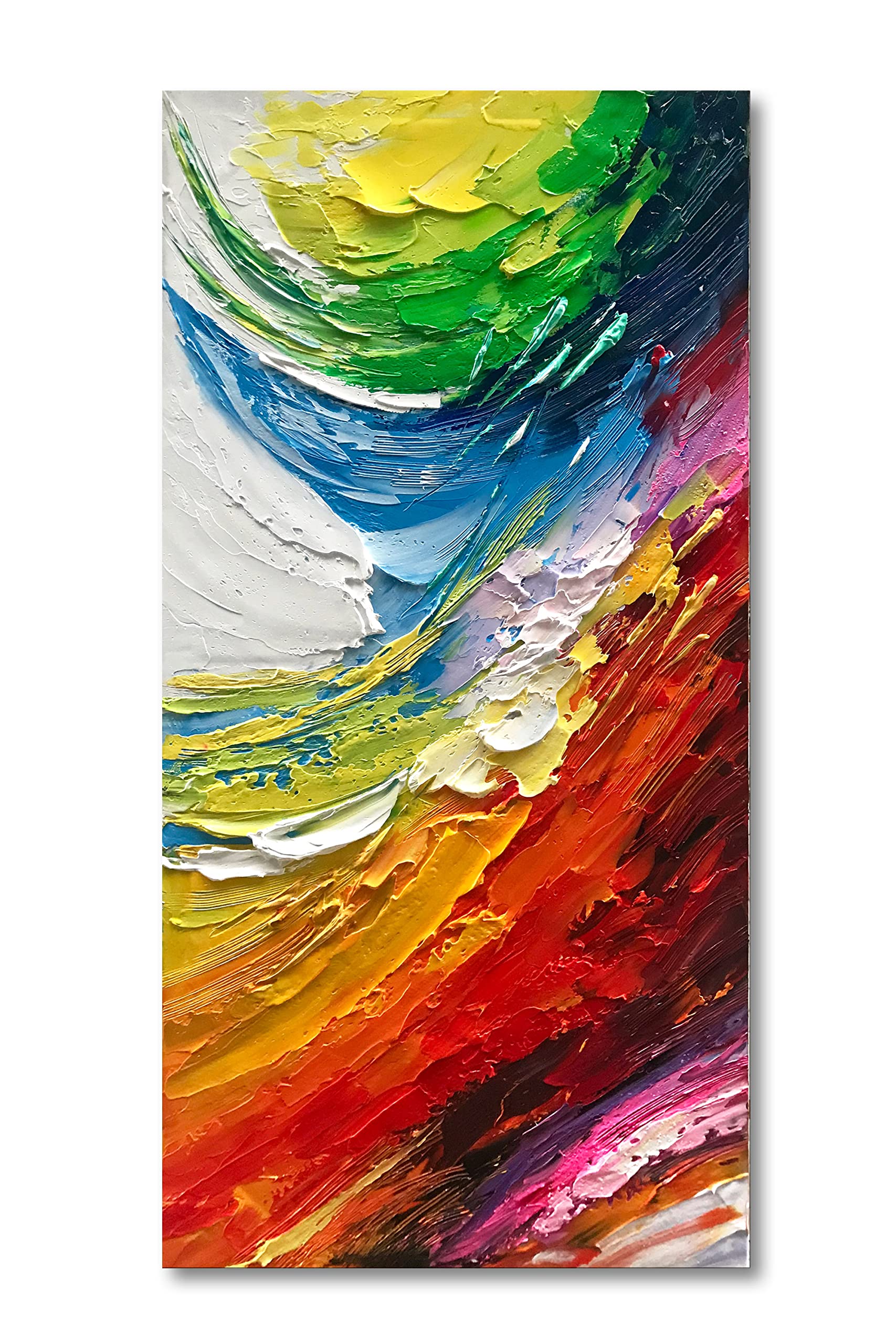 Hand-Painted Blue and Red Abstract Oil Canvas Wall Art - 46x23 Inch Modern Framed Painting for Living Room, Bedroom, Office, Hotel & Restaurant Decor | Perfect for Contemporary Home & Commercial Spaces