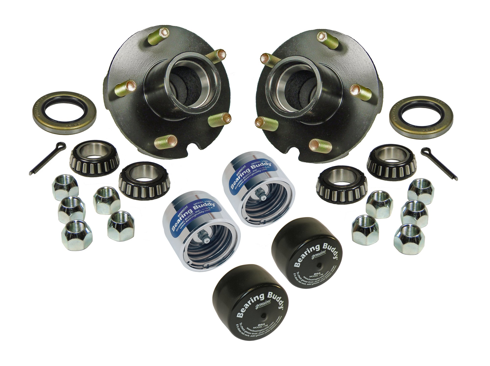 BT-150-04-A-BBC Trailer Hub Assembly with 1 Inch ID Bearings, Chrome Bearing Protectors & Brass Components - Durable Replacement for Boat Trailers, Utility Trailers & RV Wheel Hubs