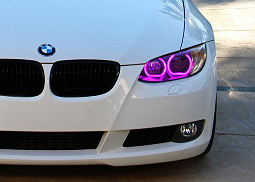 DTM Style RGB LED Angel Eye Halo Rings with Acrylic Covers for BMW Headlights - Upgrade Your BMW's Front Grille & Headlight Style (E36 E46 E90 F30 Models) - Perfect for Night Driving & Car Shows