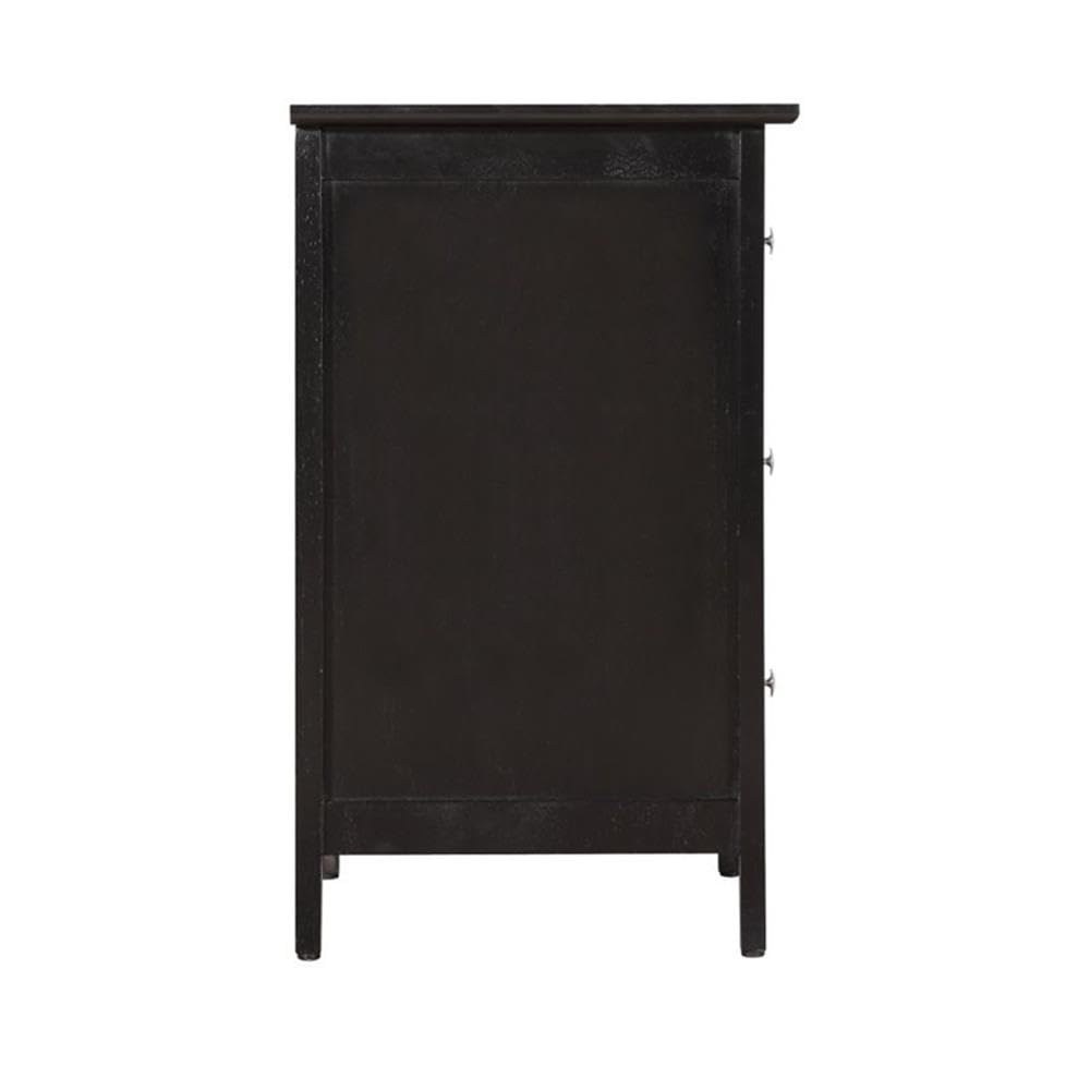 Glory Furniture Daniel 3-Drawer Nightstand in Black - Modern Bedside Table for Bedroom Storage & Organization