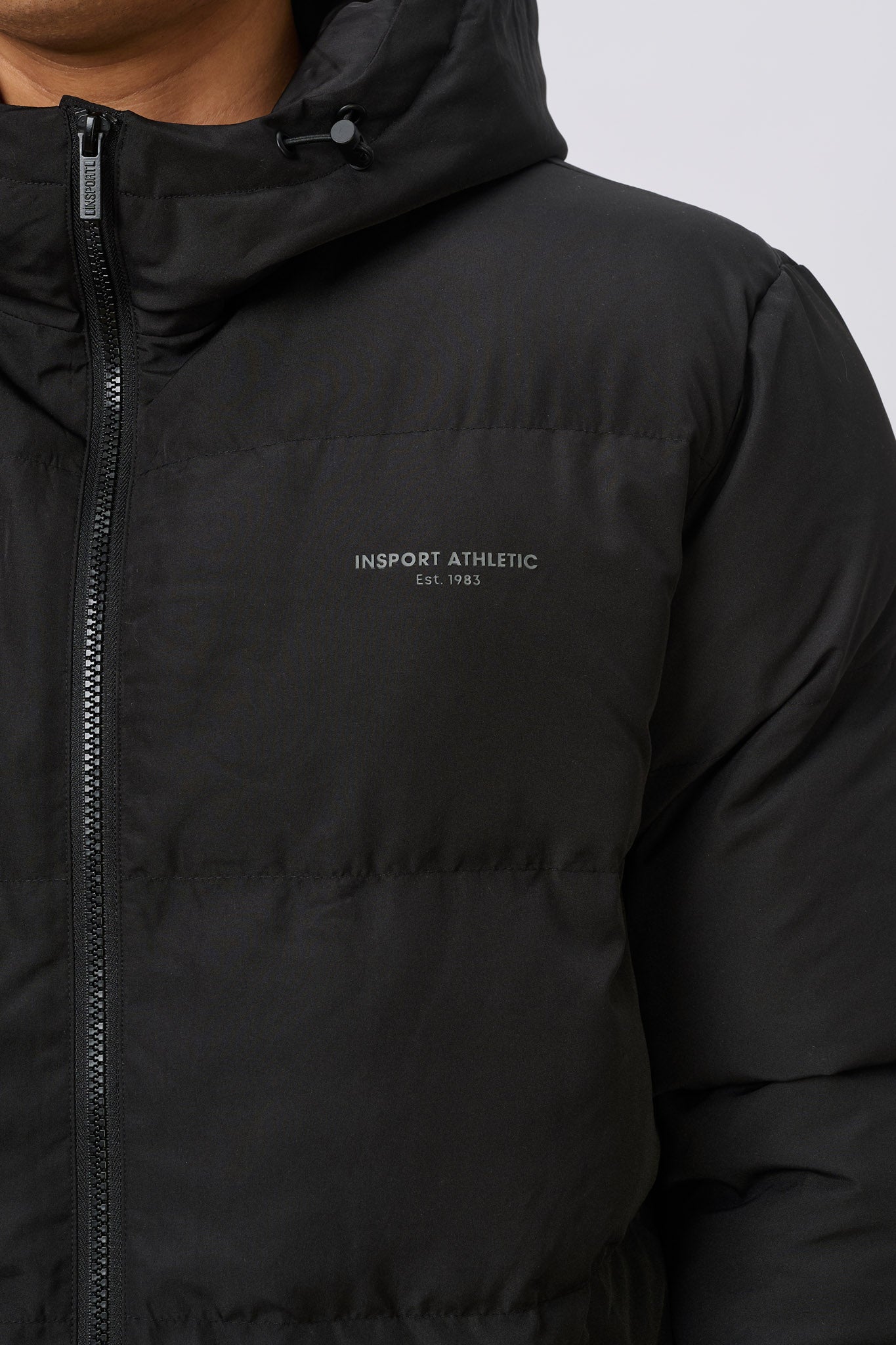 INSPORT Men's Hooded Puffer Jacket - Lightweight Winter Coat, Waterproof Windbreaker for Outdoor Activities | Black | Cold Weather, Hiking, Camping, Travel