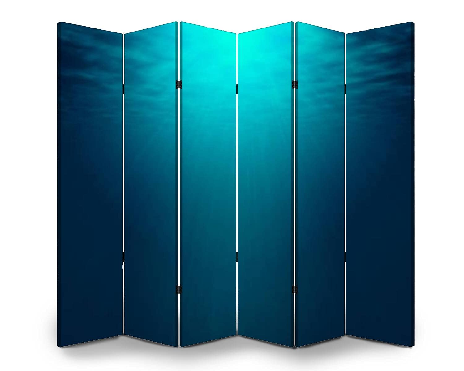 6-Panel Folding Room Divider - Underwater Ocean Theme with Sun Rays & Deep Blue Sea Design | Freestanding Privacy Screen for Home, Office, Nursery | Indoor & Outdoor Use for Space Separation & Decoration
