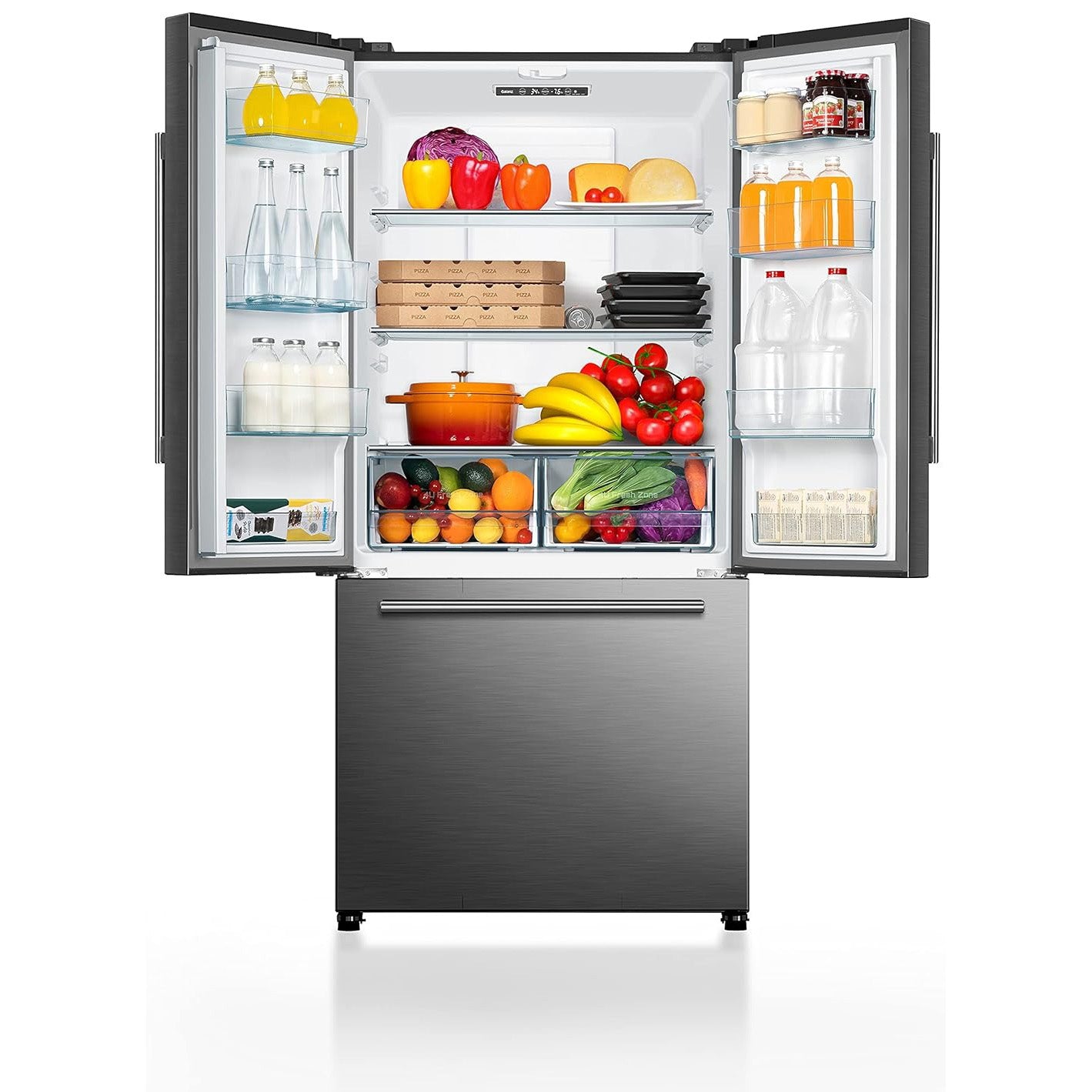 Galanz 33-Inch 18 Cu. Ft Counter Depth 3-Door French Door Refrigerator in Stainless Steel (GLR18FS5S16) - Perfect for Modern Kitchens, Open Floor Plans & Entertaining