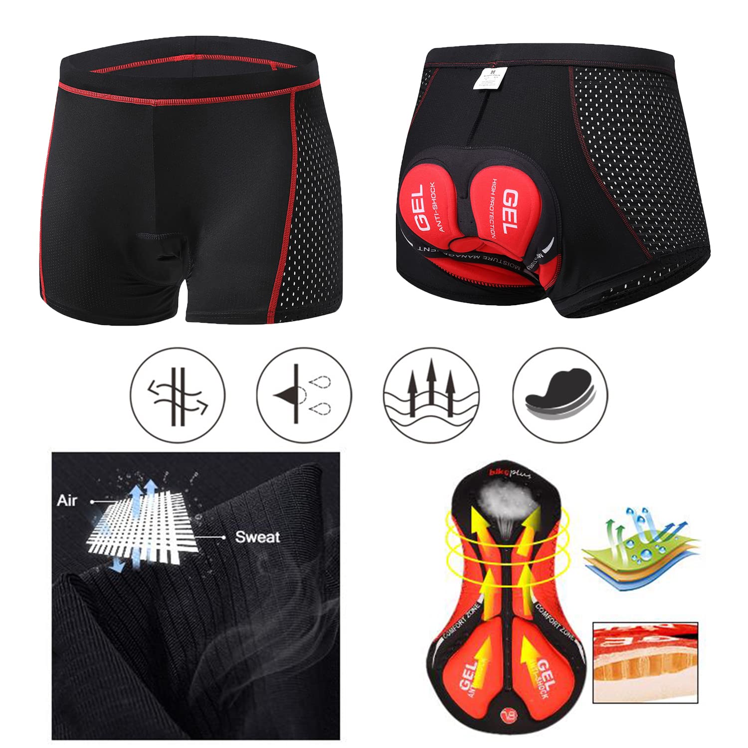 Men's 3D Padded Gel Cycling Shorts - Breathable Compression Bike Underwear for Comfortable Riding & Training