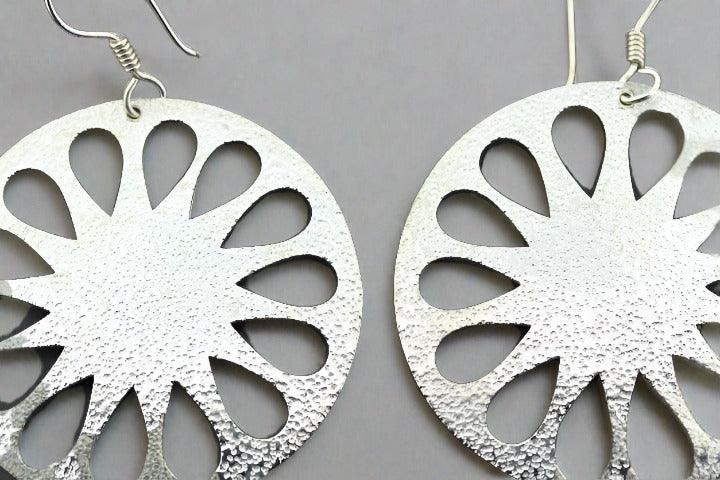 Large Textured Circle Earrings - Sterling Silver Hoop Earrings for Women | Boho Chic Jewelry for Everyday Wear & Special Occasions