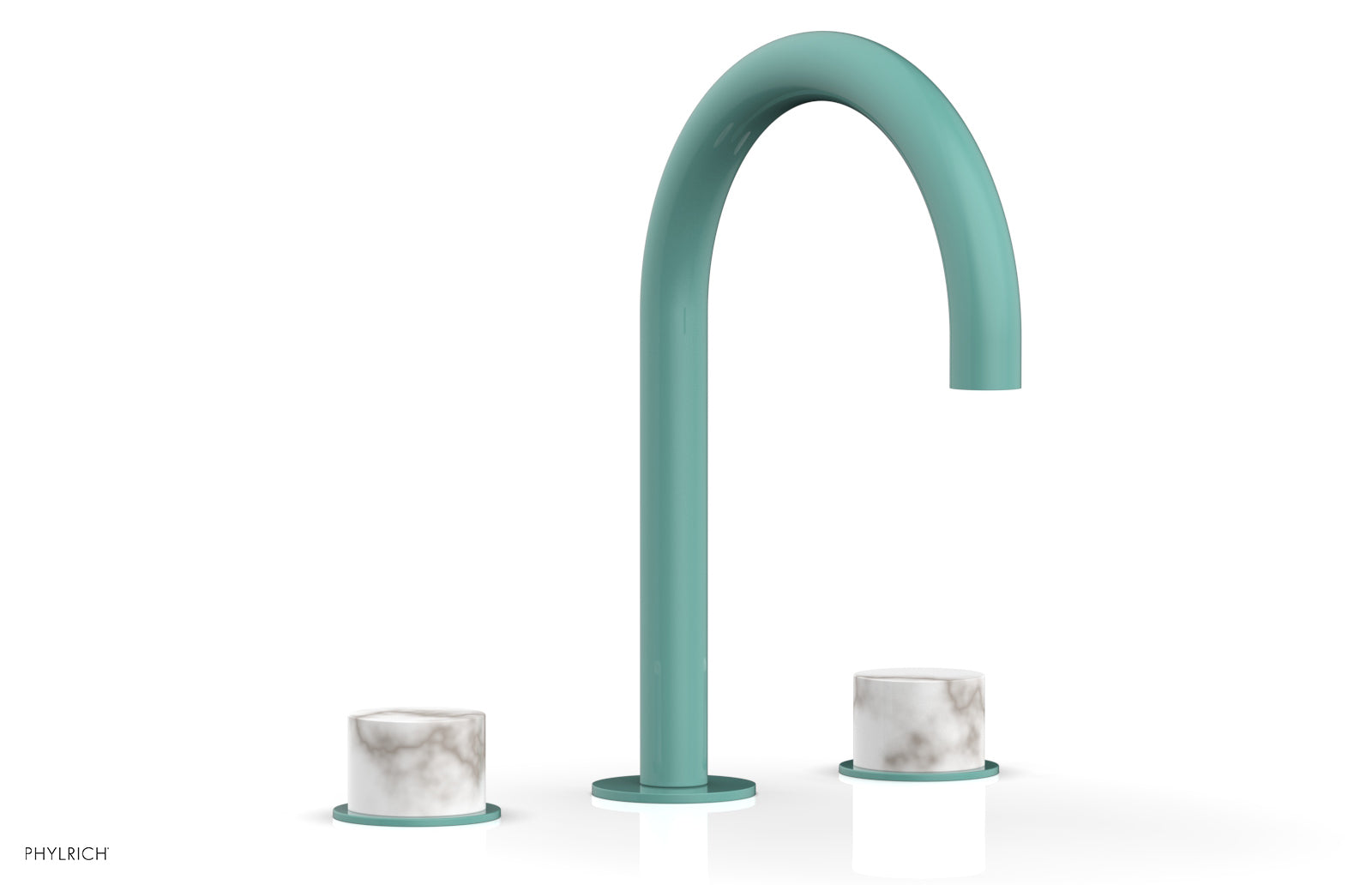 BASIC II Widespread Bathroom Faucet with White Marble Handles - 8 Inch Centerset, Brushed Nickel Finish for Modern Vanity Sinks (Model 230-03) - Perfect for Guest Bathrooms and Powder Rooms
