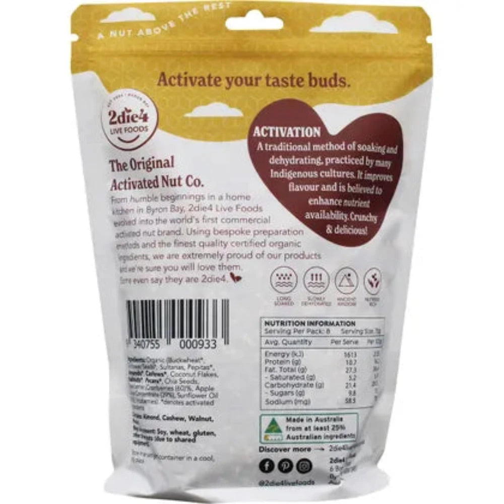 2DIE4 LIVE FOODS Activated Organic Paleo Muesli 600g - Gluten-Free Breakfast Cereal for Healthy Lifestyle | Perfect for Keto Diet, Vegan Snacks & On-the-Go Nutrition