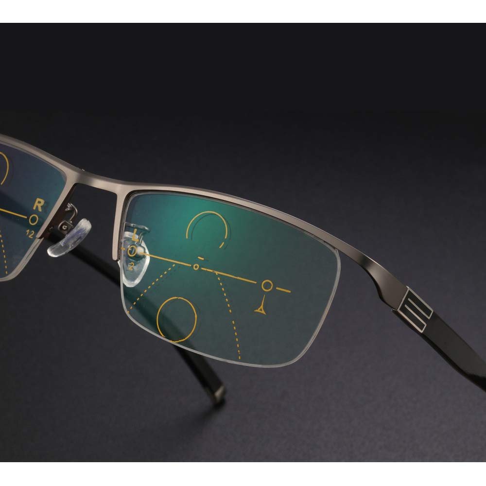 Anti Blue Light Progressive Multifocal Reading Glasses +1.0 to +3.5 for Computer, Reading & Office Work - Reduce Eye Strain & UV Protection
