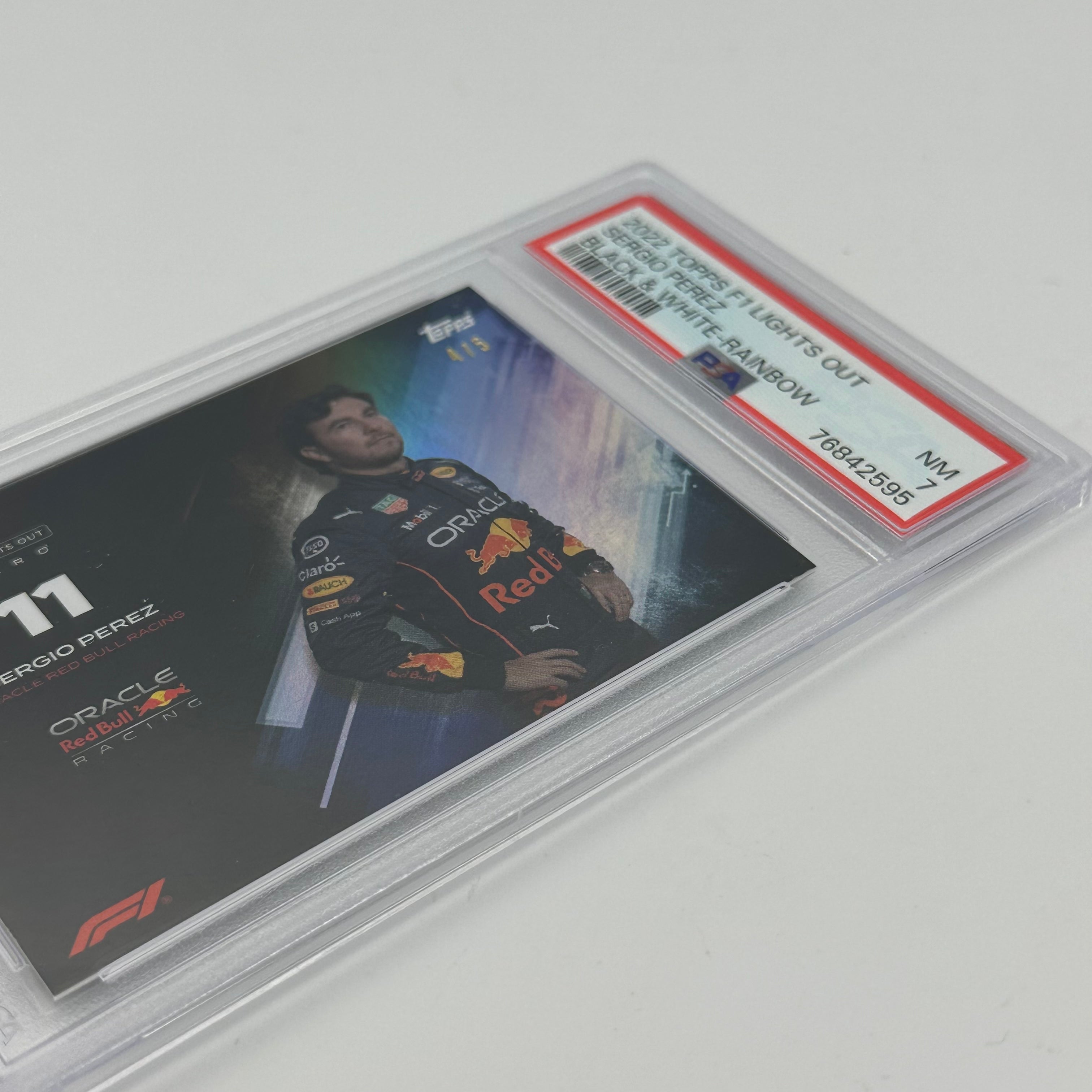 PSA 7 Graded Sergio Perez Black & White Rainbow Parallel Baseball Card - Perfect for Collectors, Sports Memorabilia & Trading Card Enthusiasts