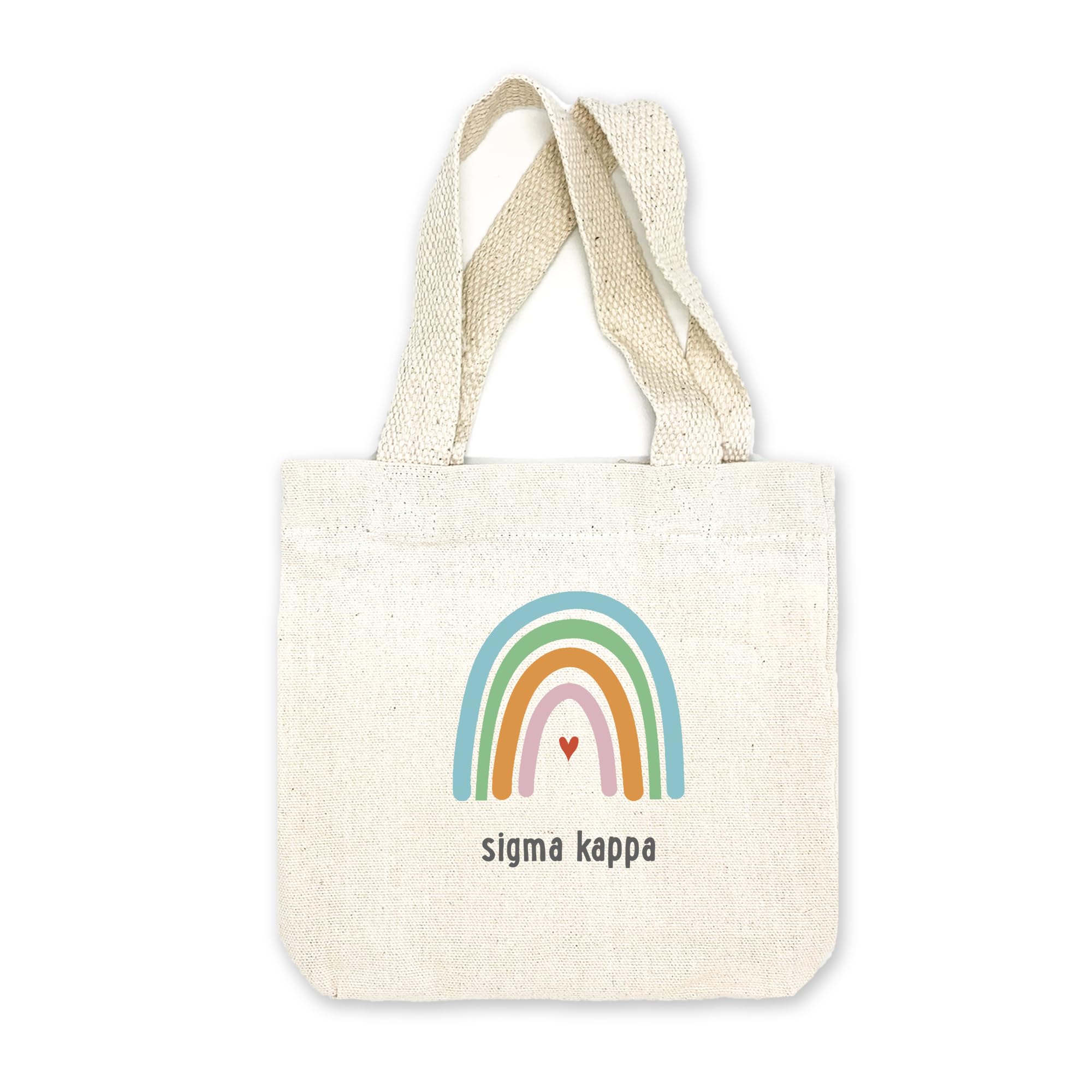 Rainbow Mini Tote Bag for Women - Cute Sorority Gifts & Party Favors - Small Cotton Goodie Bags - Perfect for Sorority Events, Birthday Parties & Beach Outings