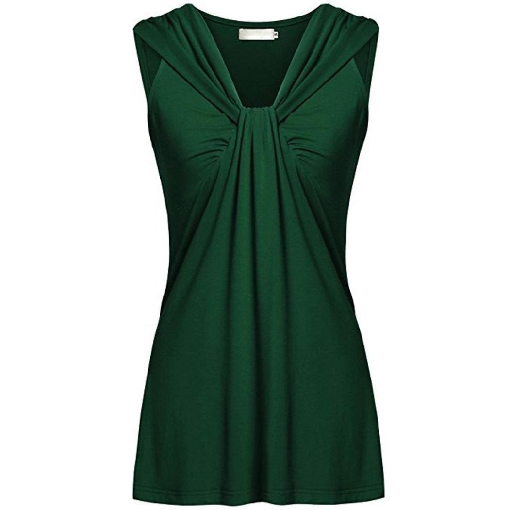 iLH Plus Size Women's Sleeveless Pleated Ruched Vest Blouse - Summer Casual Tunic Top in Pure Colors | Perfect for Office Wear, Weekend Outings & Special Occasions