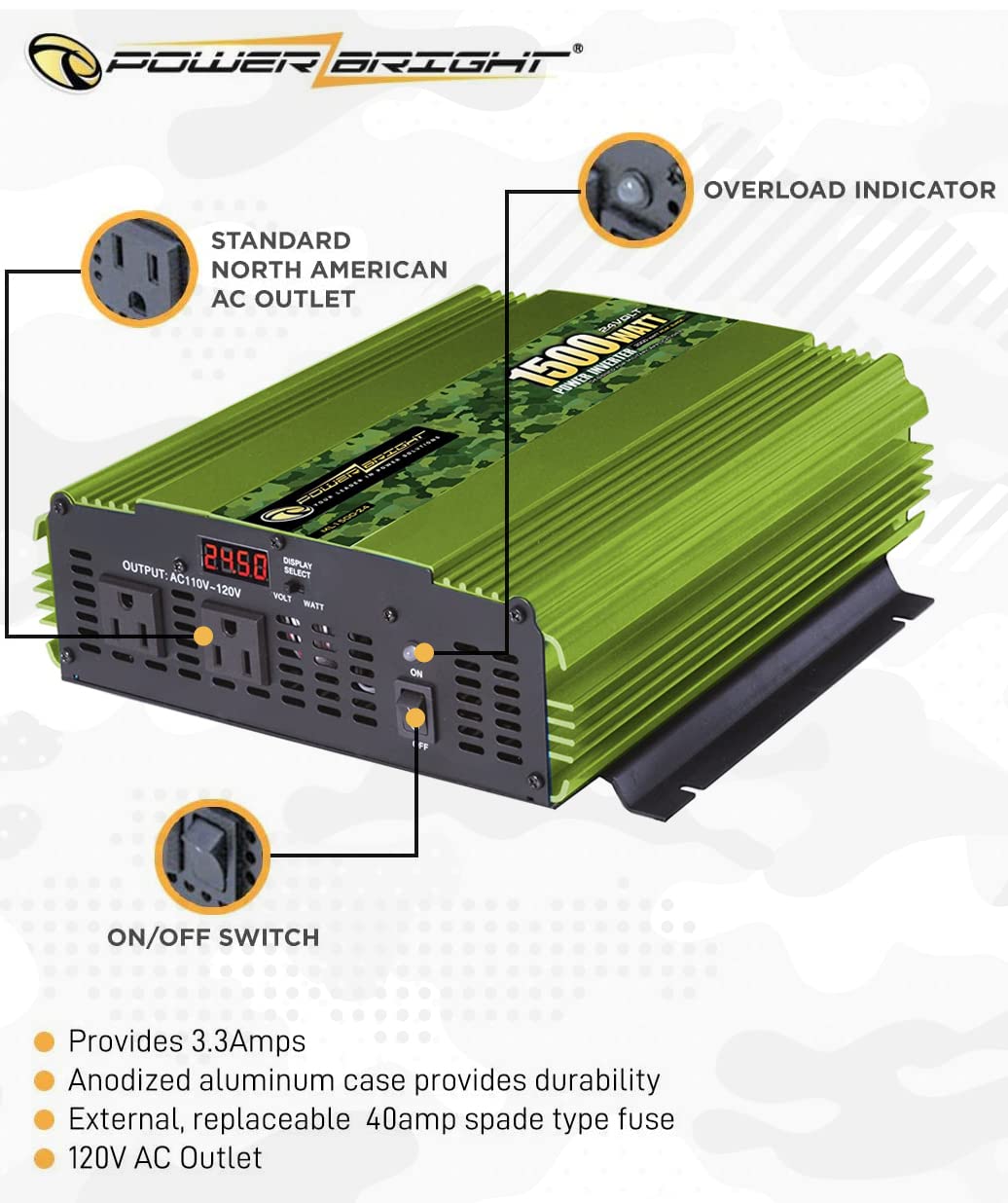 1500W 24V Power Inverter with Wireless Remote - Modified Sine Wave Backup Power Supply for Home, RV & Camping - Powers Small Appliances, Laptops & Tools (120V AC Outlets, CE Certified) - Perfect for Emergency Power, Outdoor Adventures & Mobile Workstations