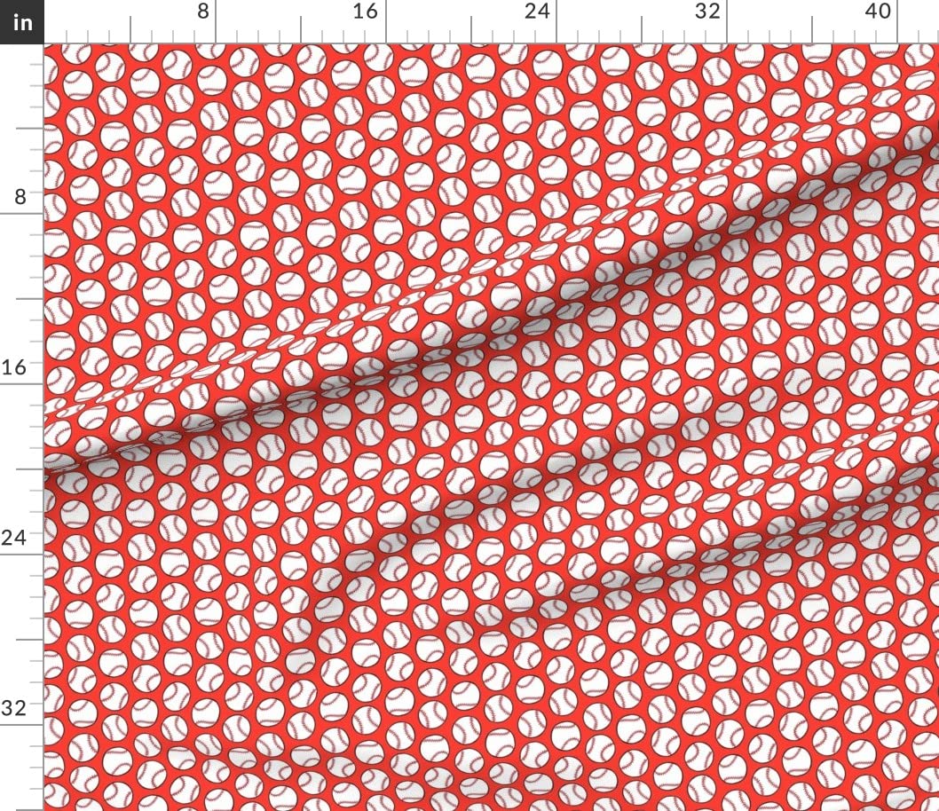 Baseball Sport Printed Cotton Poplin Fabric - Red Play Kids Ball Design for Sewing, Quilting, Dresses & Apparel Crafts (Fat Quarter) | Perfect for DIY Kids' Sports-Themed Clothing, Home Decor & Craft Projects