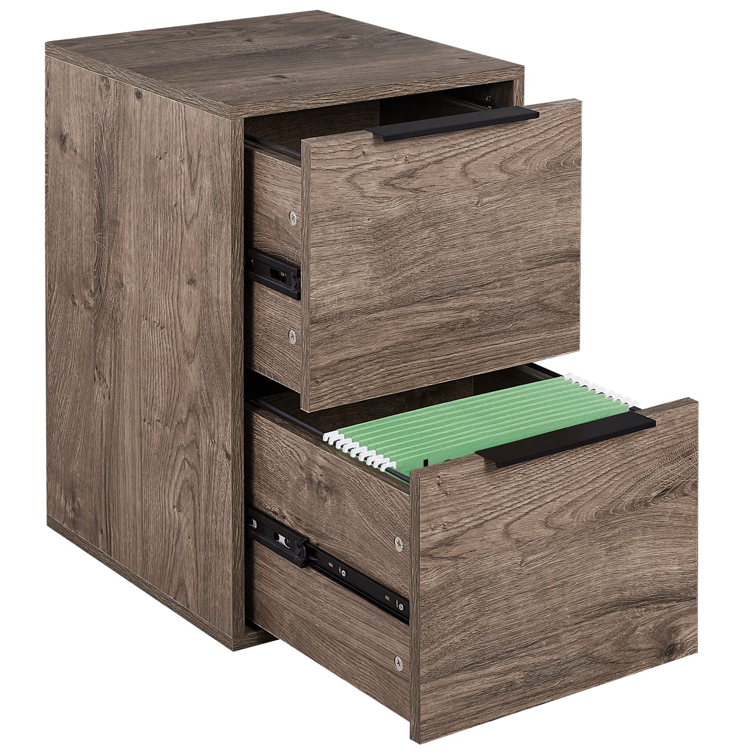 LUCYPAL 2-Drawer Wood File Cabinet - Letter Size Wooden Storage Cabinet with Hanging Bars for Home Office Organization | Under Desk Storage Solution | Easy Assembly Required (Grey) | Perfect for Office, Study Room & Home Workspace