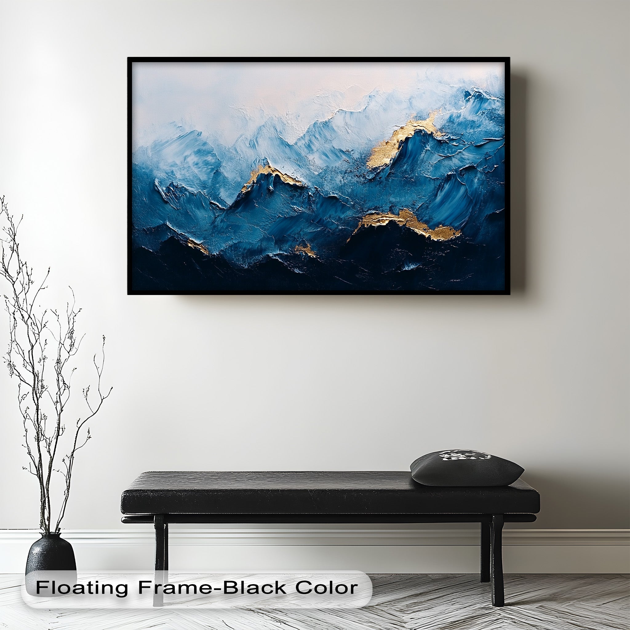 Blue Ridge Art - Handmade Abstract Mountain Oil Painting on Canvas for Home & Office Wall Decor