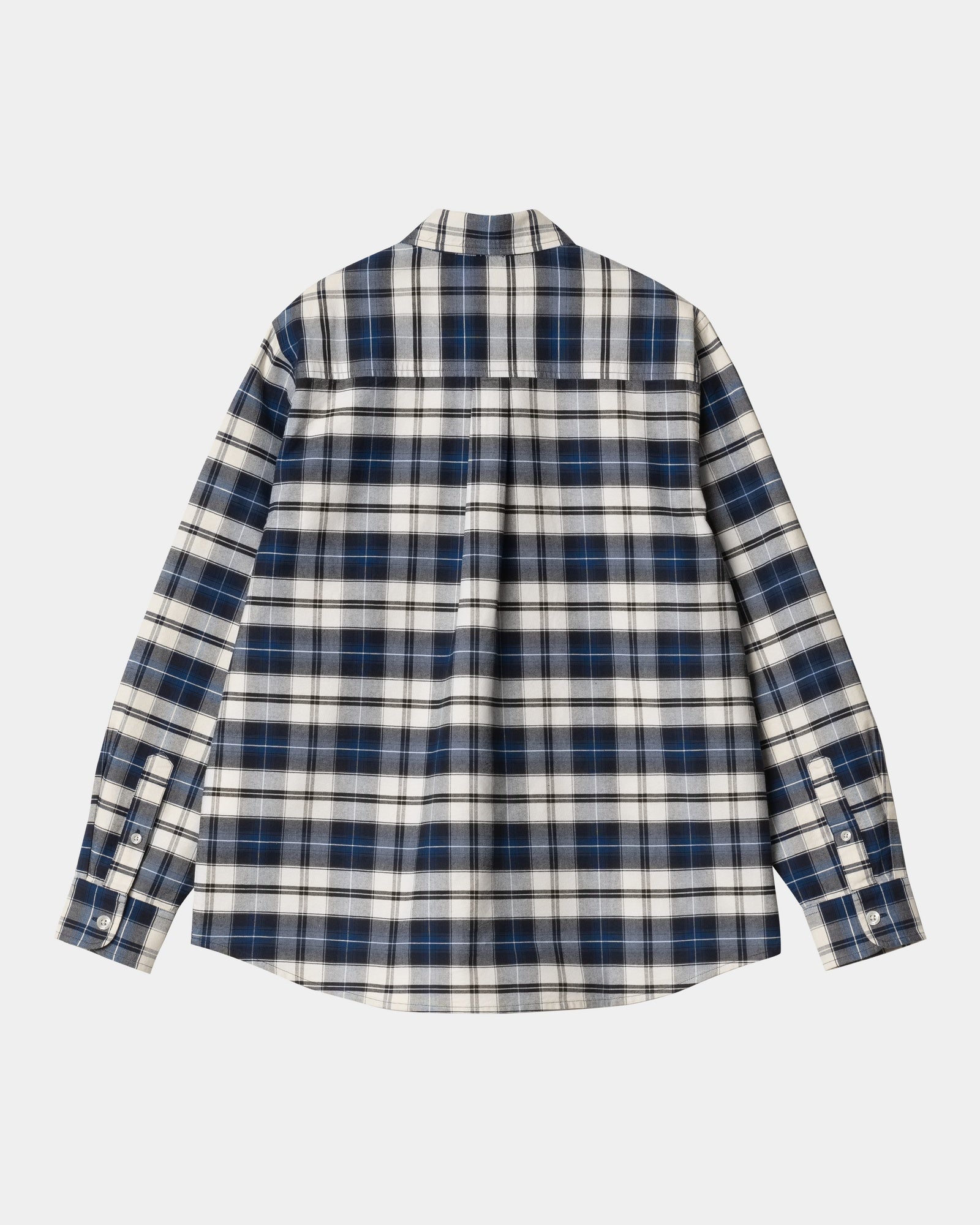 Women's Tarbell Check Flannel Shirt - Dark Navy & White Plaid Long Sleeve Button Down Top for Casual Outfits, Fall Layering & Outdoor Activities
