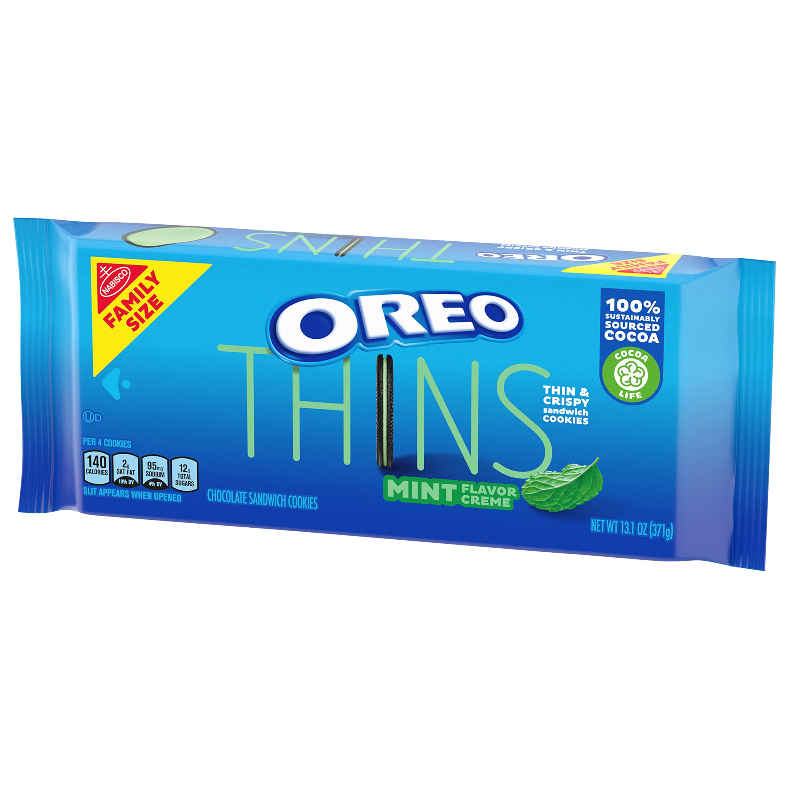 OREO Thins Mint Creme Chocolate Sandwich Cookies, Family Size Pack of 12 (13.1 oz Each) - Perfect for Parties, Snacking & Gift Giving
